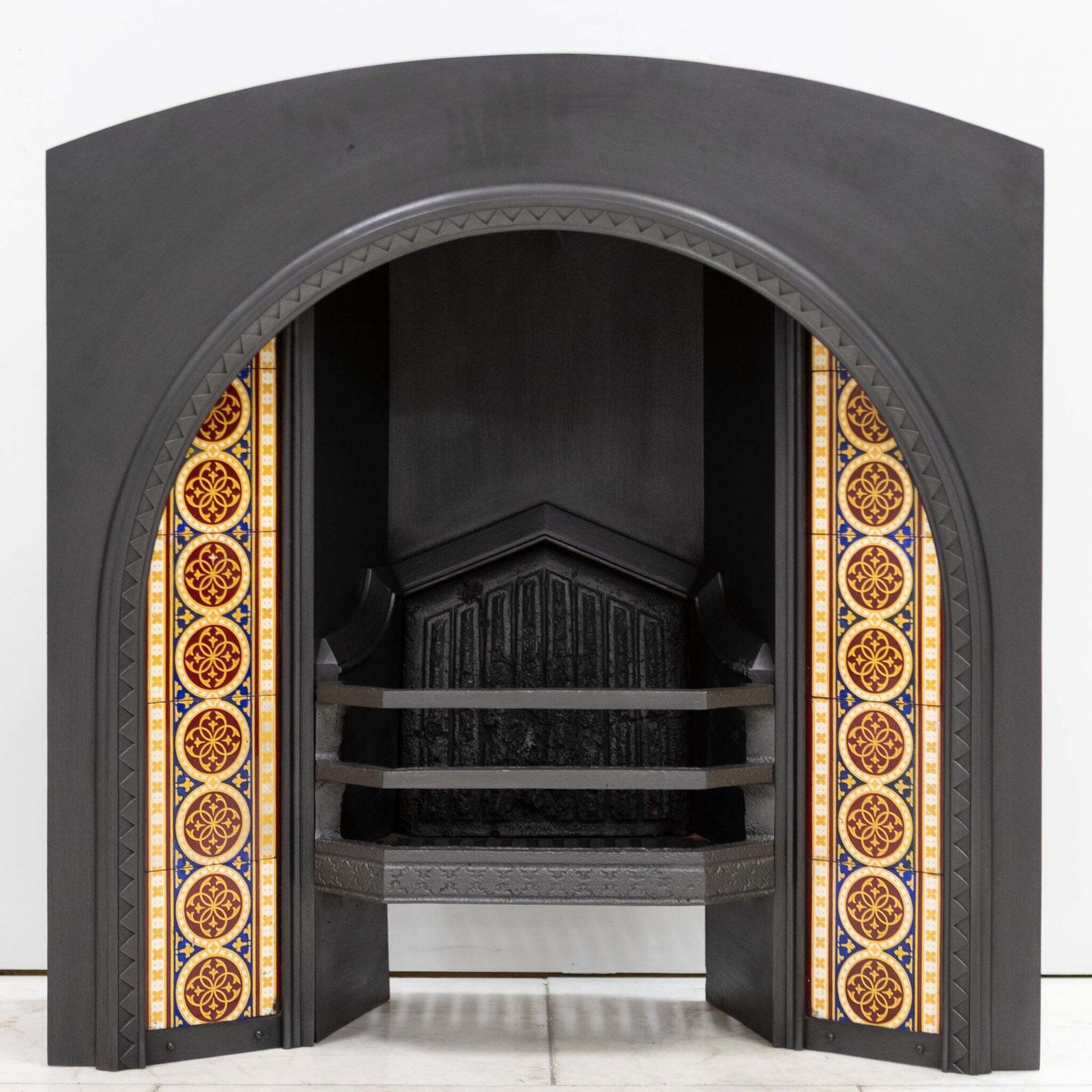 Rare Victorian Arched Tiled Insert With Minton Tiles photo for sale