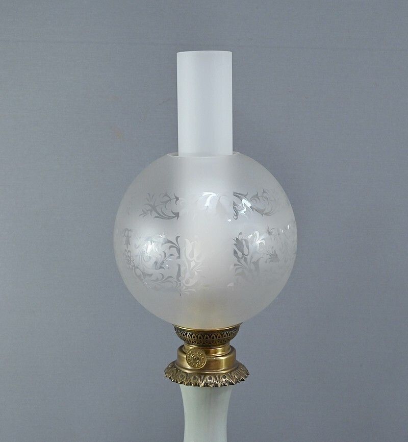 Pair Of Electrified Celadon Oil Lamps, Napoleon III Period – Part 2 Of The 19th Century photo vinterior