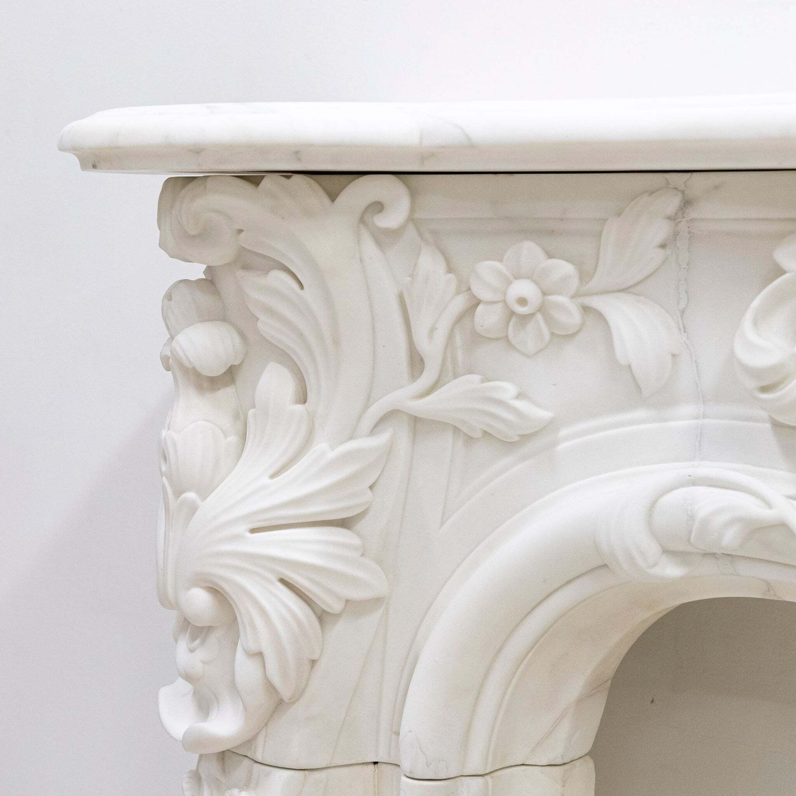 Ornate French Louis Style Statuary Marble Fireplace Surround photo vinterior