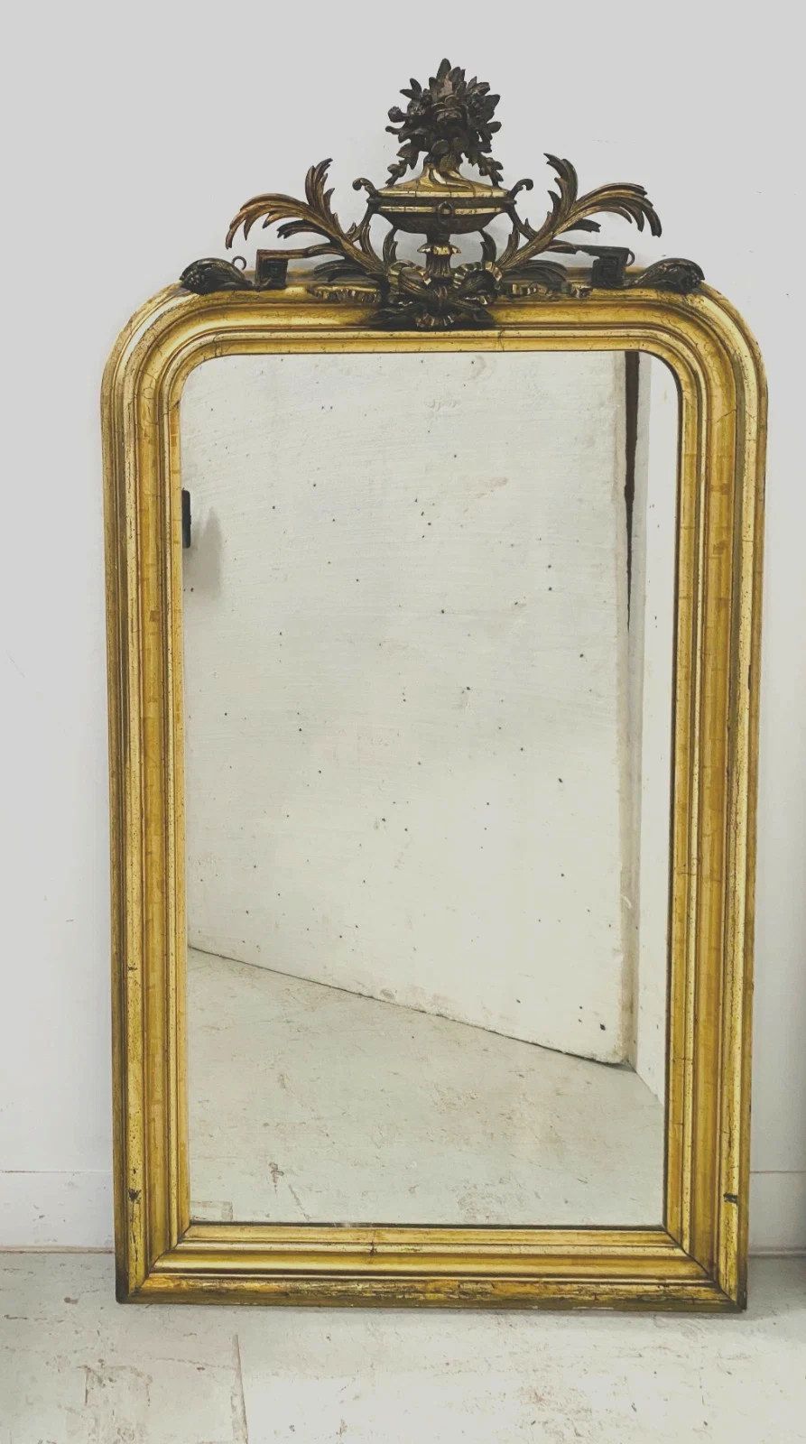 Louis XVI Style Mirror In Wood And Gilded Stucco 19th Century photo for sale