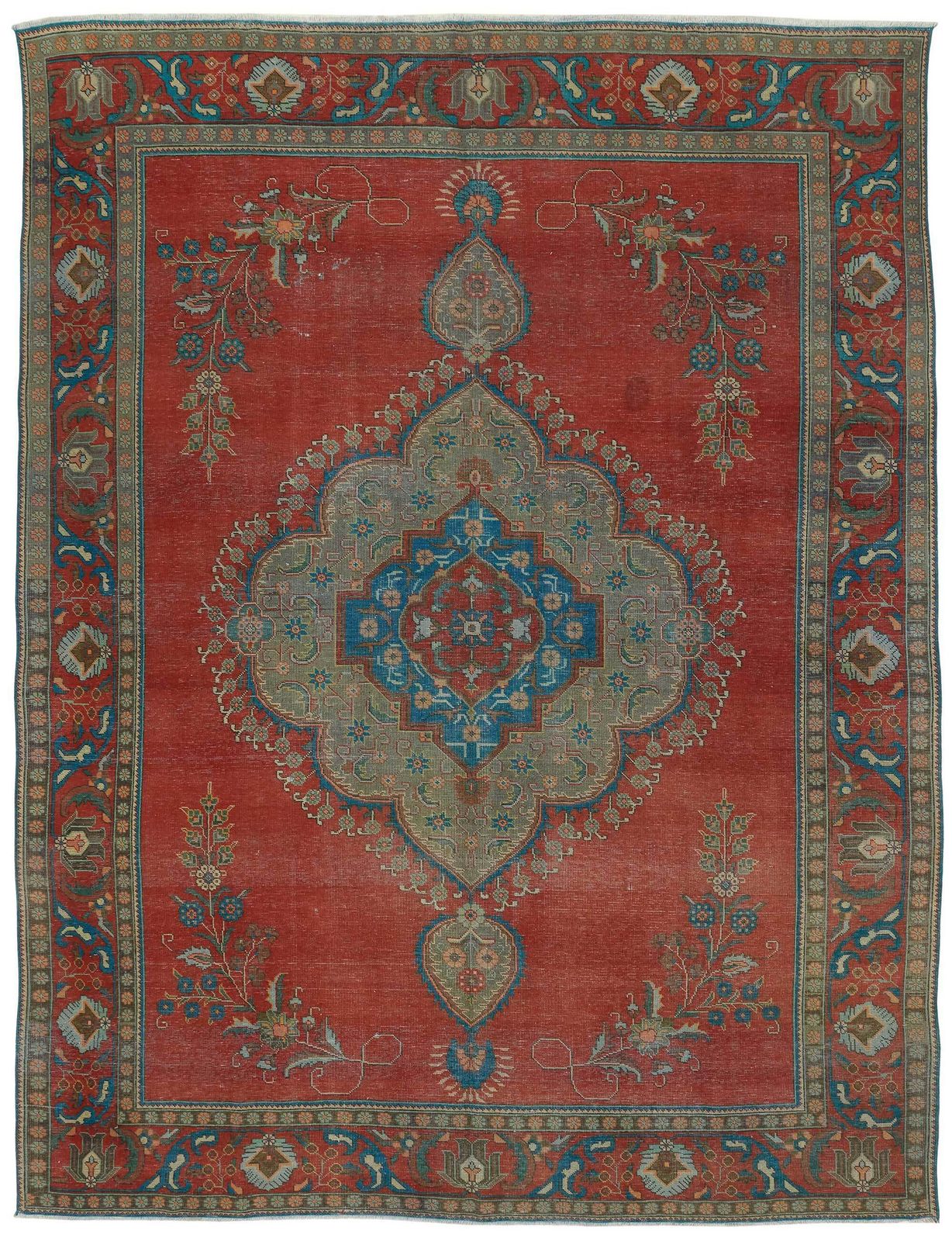 Large Vintage Hand Knotted Area Rug 291 Cm X 384 Cm