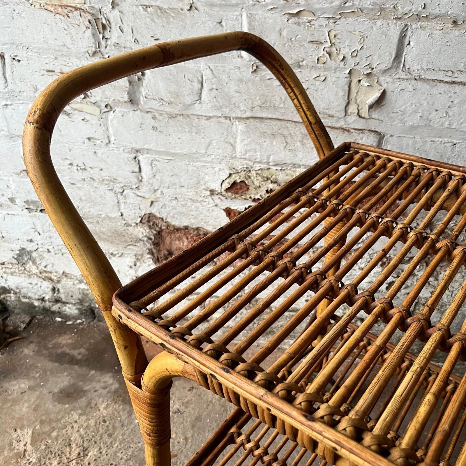 Italian Franco Albini 60s Bamboo And Rattan Drinks Trolley/ Serving Cart photo vintage