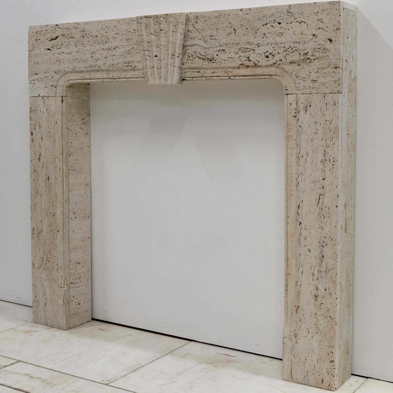 Reclaimed Art Deco Travertine Marble Fireplace Surround photo furniture