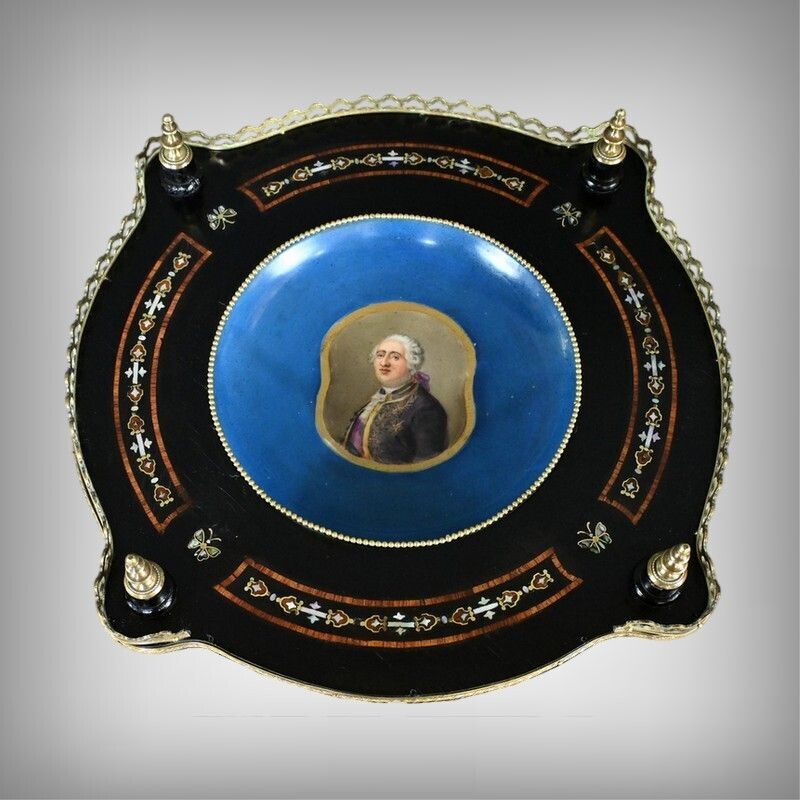 Blackened Wooden Stand, “Portrait Of Louis XVI”, Napoleon III Period – Mid 19th Century photo furniture