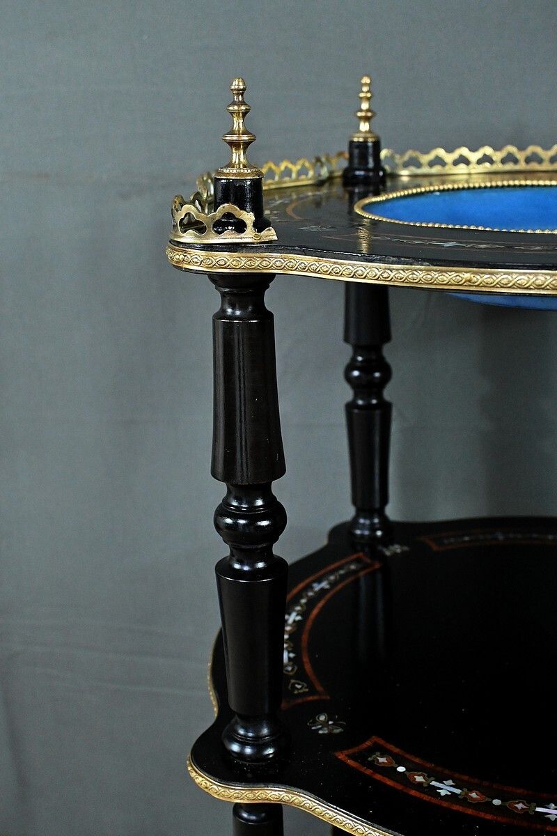 Home Decor Blackened Wooden Stand, “Portrait Of Louis XVI”, Napoleon III Period – Mid 19th Century photo