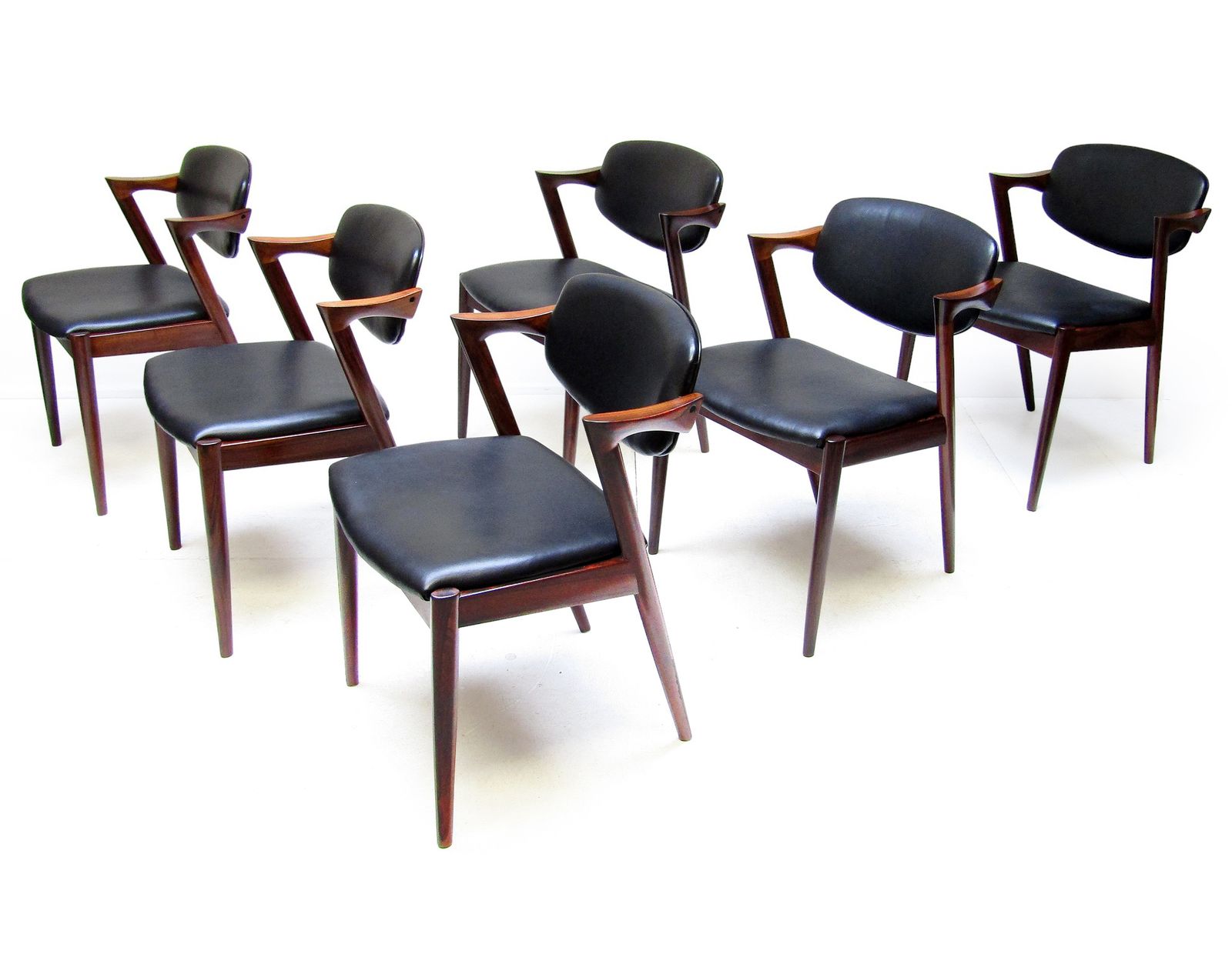 Six Danish "Model 42" Dining Chairs In Rosewood By Kai Kristiansen   Newly Re Upholstered photo buy