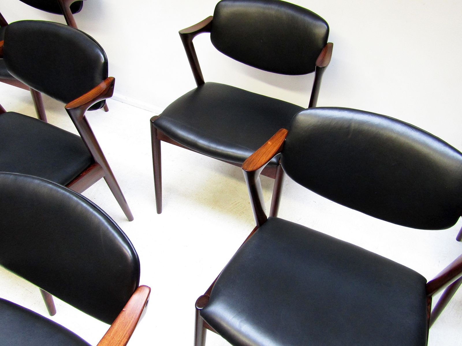 photo buy Six Danish "Model 42" Dining Chairs In Rosewood By Kai Kristiansen   Newly Re Upholstered