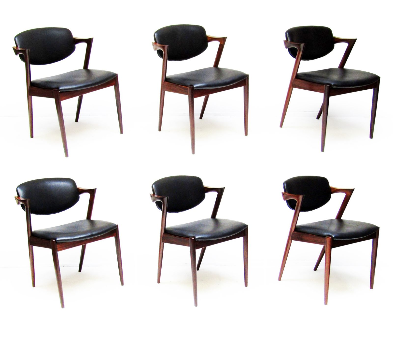 photo for sale Six Danish "Model 42" Dining Chairs In Rosewood By Kai Kristiansen   Newly Re Upholstered