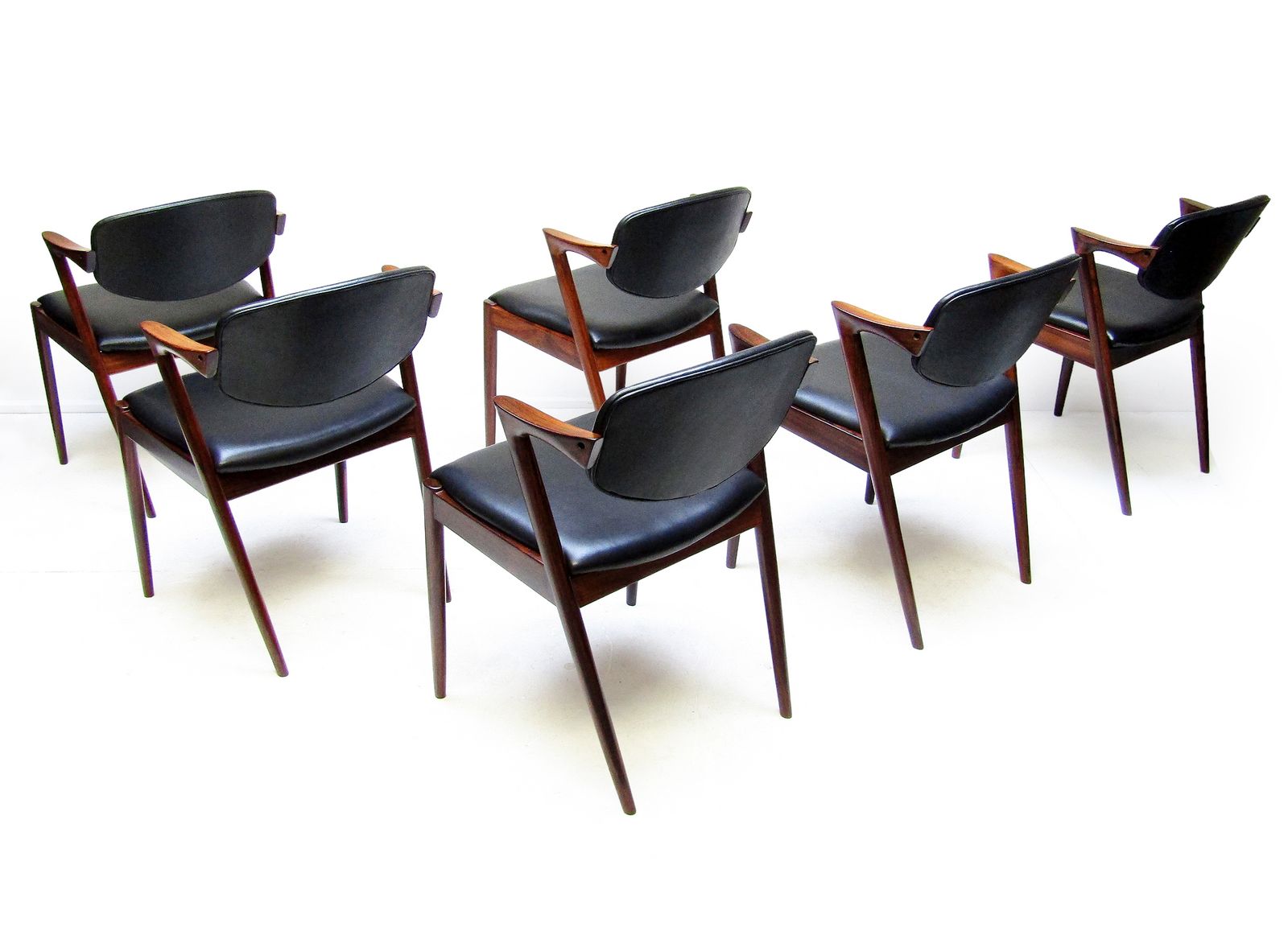 Six Danish "Model 42" Dining Chairs In Rosewood By Kai Kristiansen   Newly Re Upholstered photo vinterior