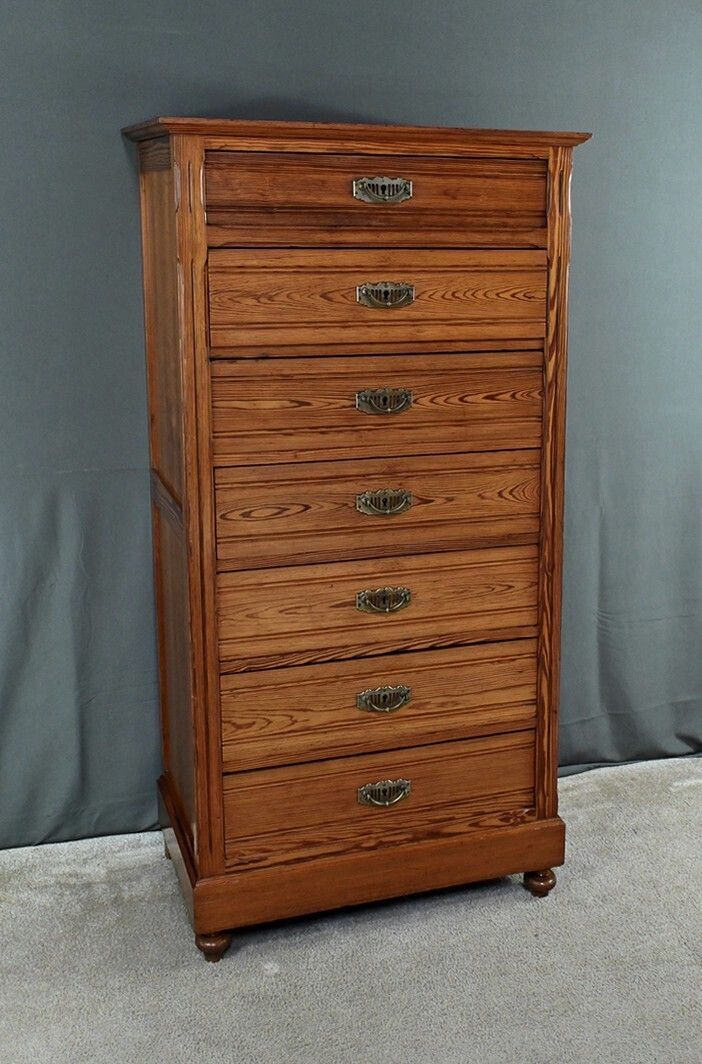 Furniture Pitch Pine Weekly Planner, Art Nouveau Period – Early 20th Century photo