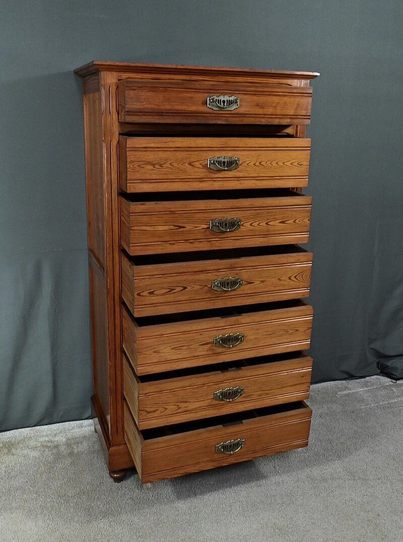 1820.0 Pitch Pine Weekly Planner, Art Nouveau Period – Early 20th Century photo