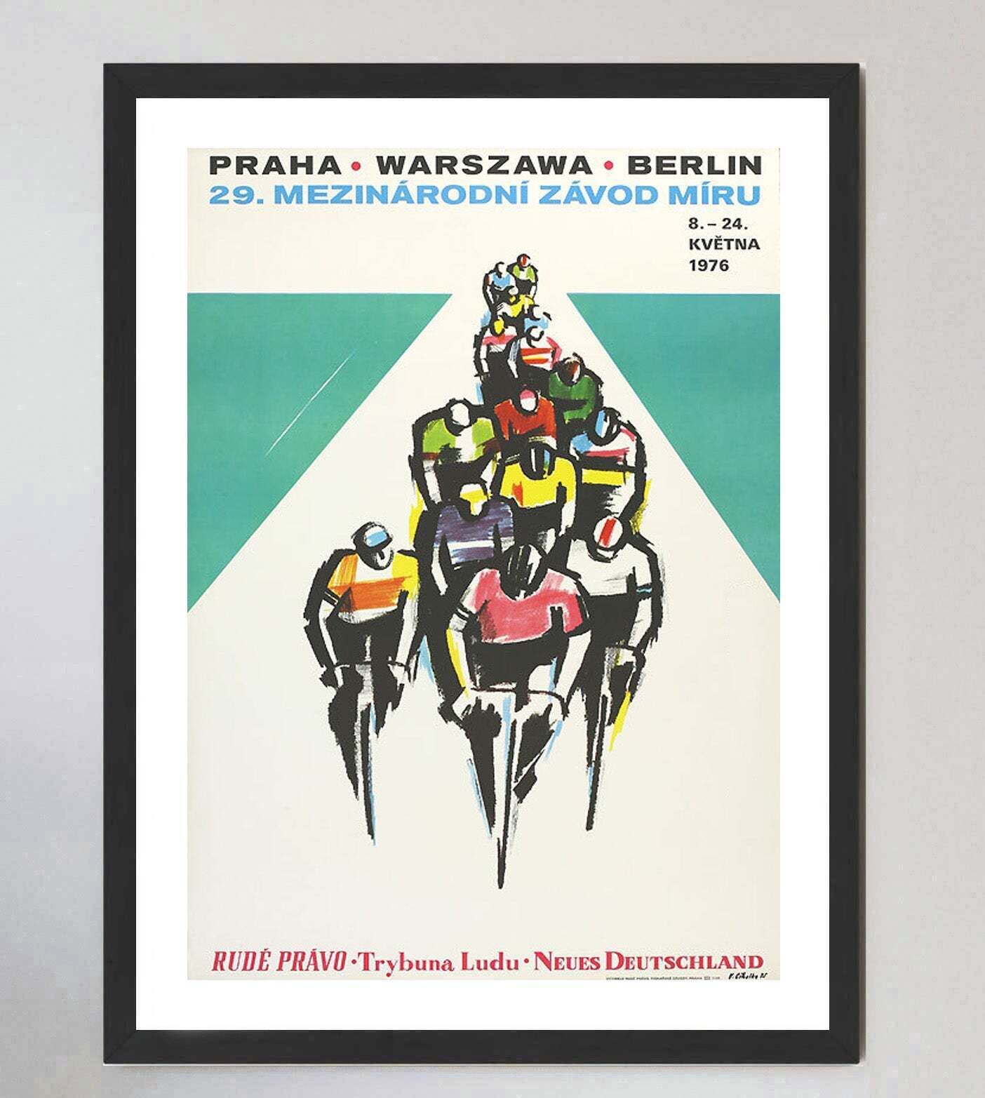 1975 Prague Warsaw Vienna Cycling Peace Race  Original Vintage Poster photo furniture