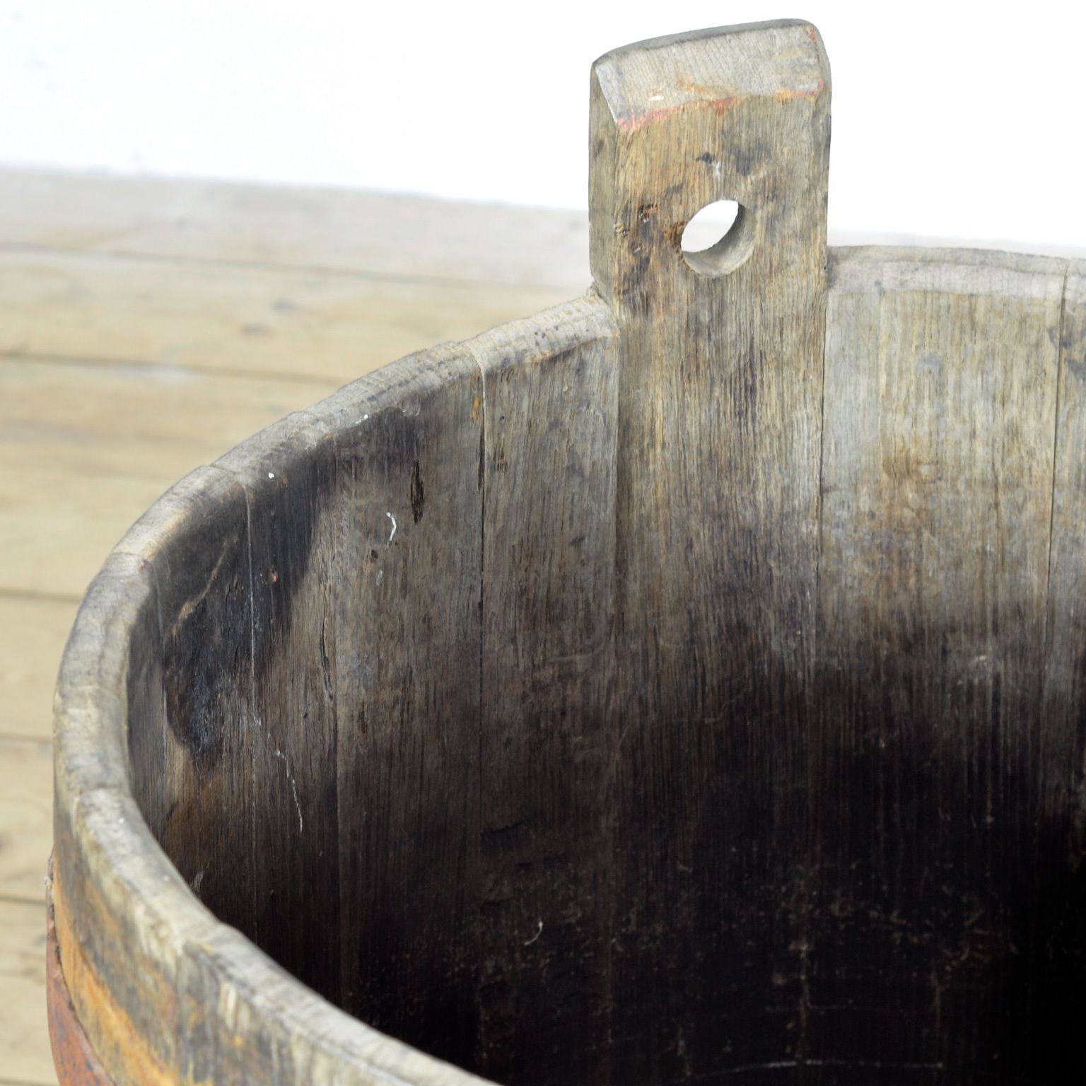 Oak Barrel/Planter, Circa 1920 photo vinterior