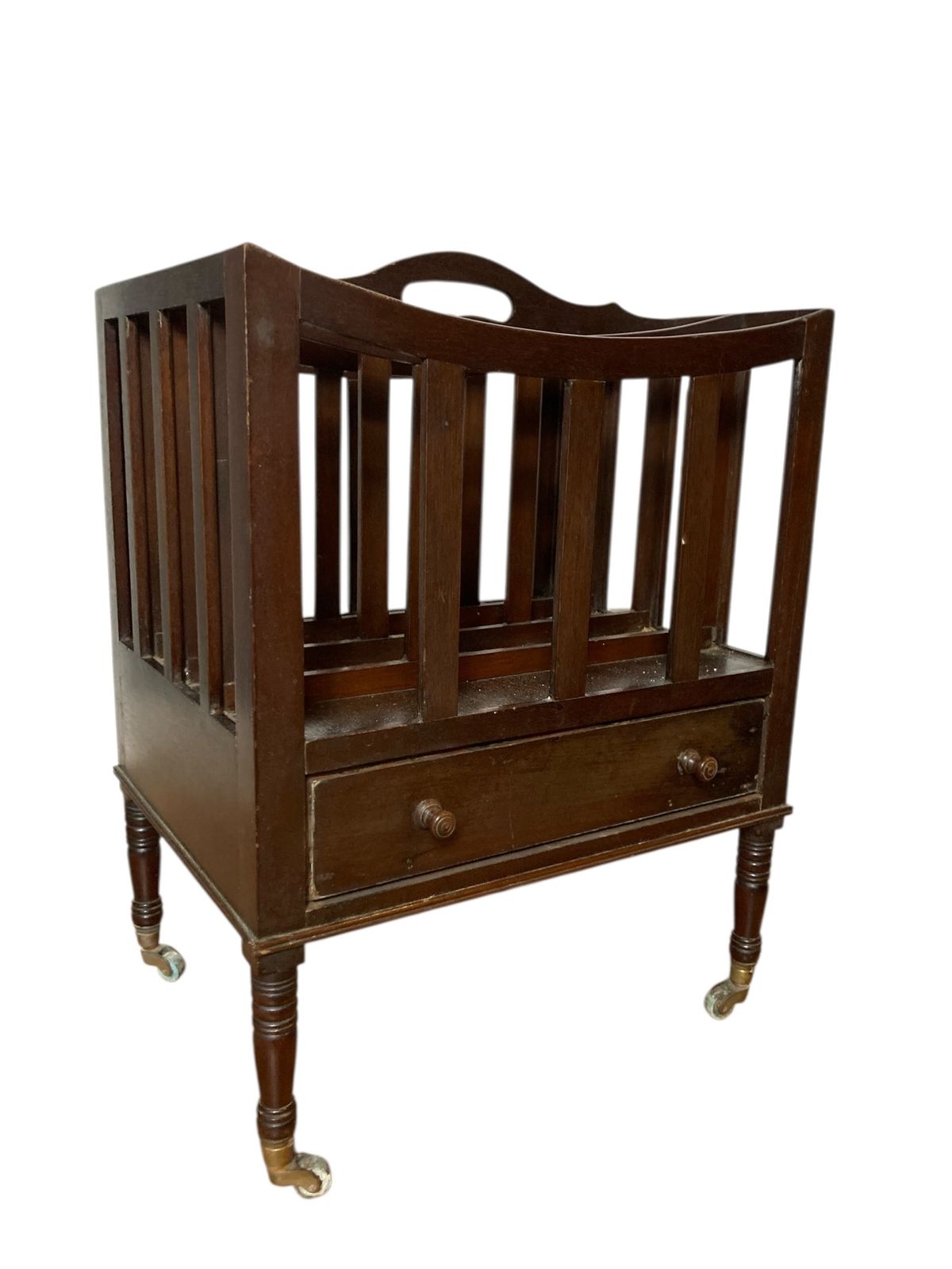 Antique Mahogany Canterbury Magazine Or Paper Rack Single Drawer photo furniture