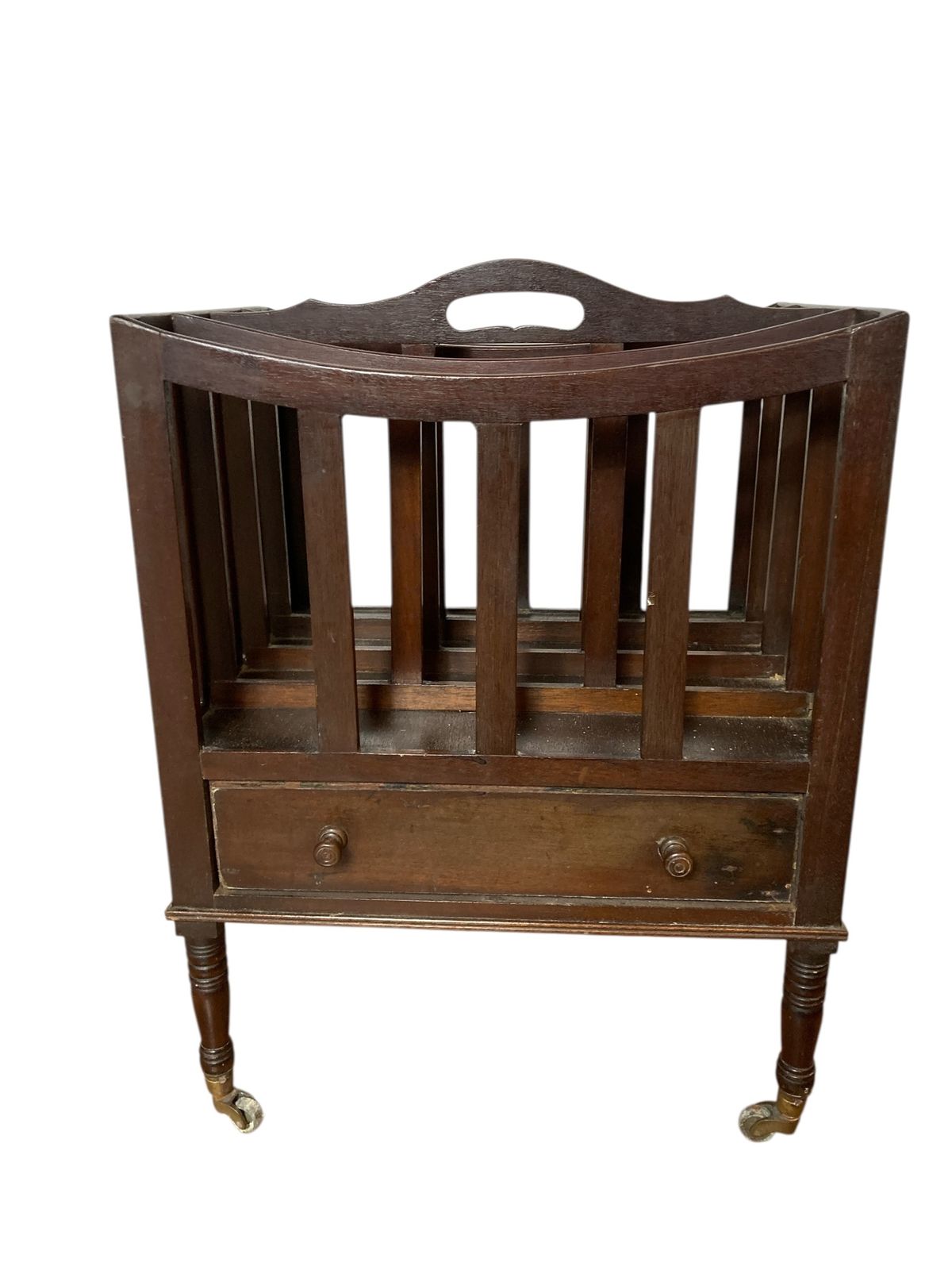 Antique Mahogany Canterbury Magazine Or Paper Rack Single Drawer photo vinterior