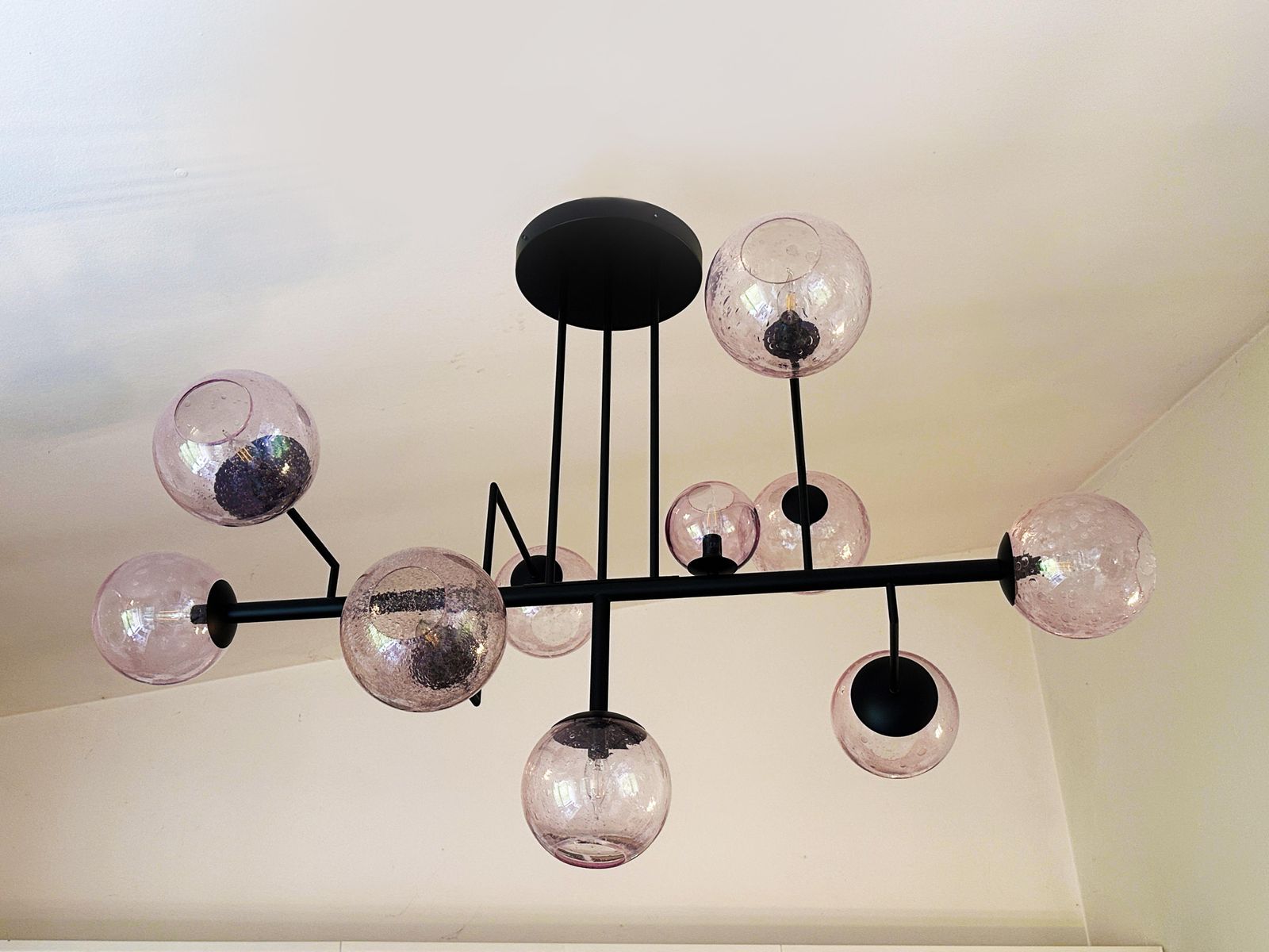 Contemporary Pink "Pulegoso" Spheres Murano Glass Sputnik Chandelier By Simoeng photo vinterior