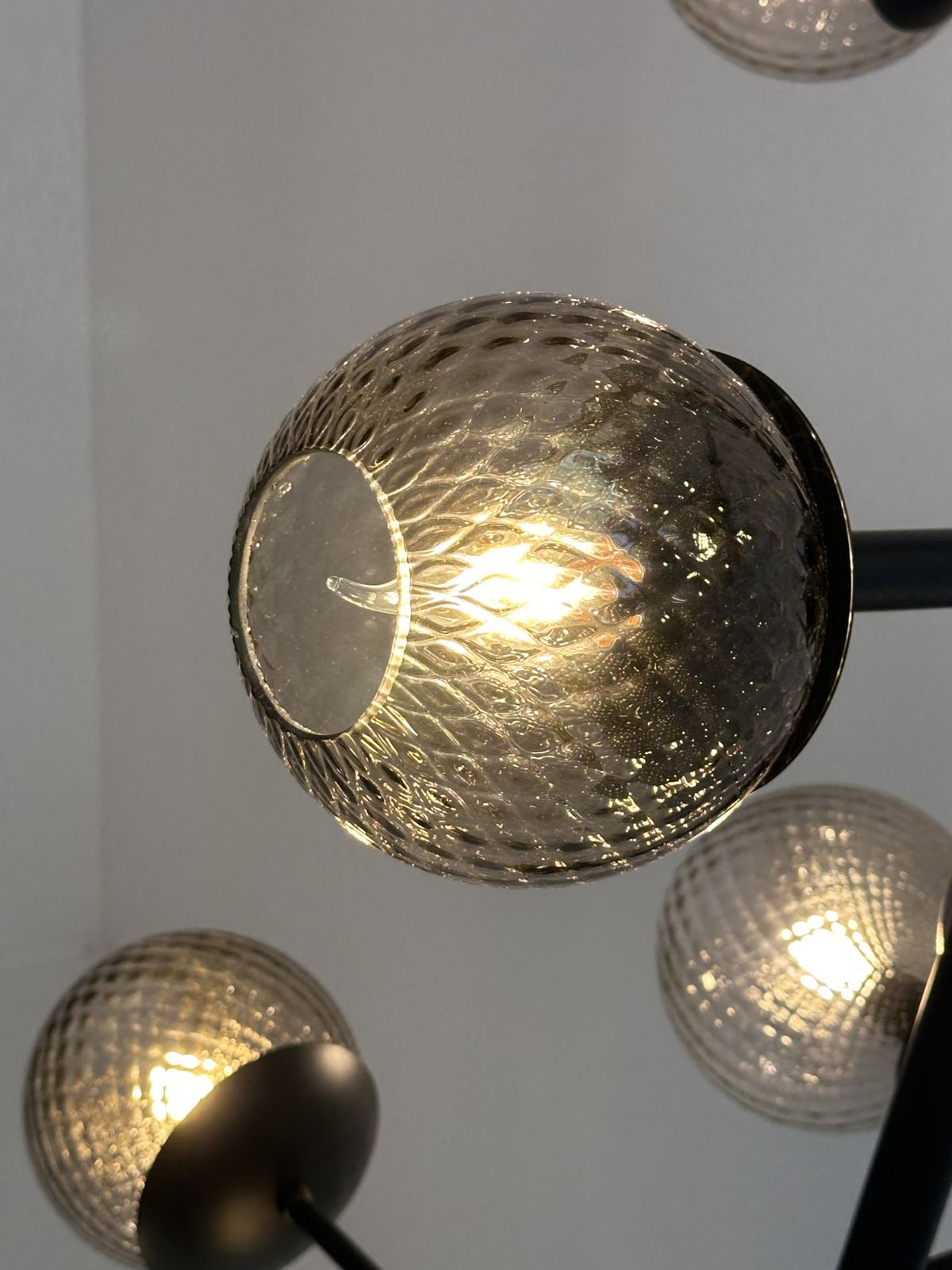 Contemporary Smoked Fumè "Ballotton" Spheres Attributed To Murano Glass Sputnik Chandelier By Simoeng photo for sale