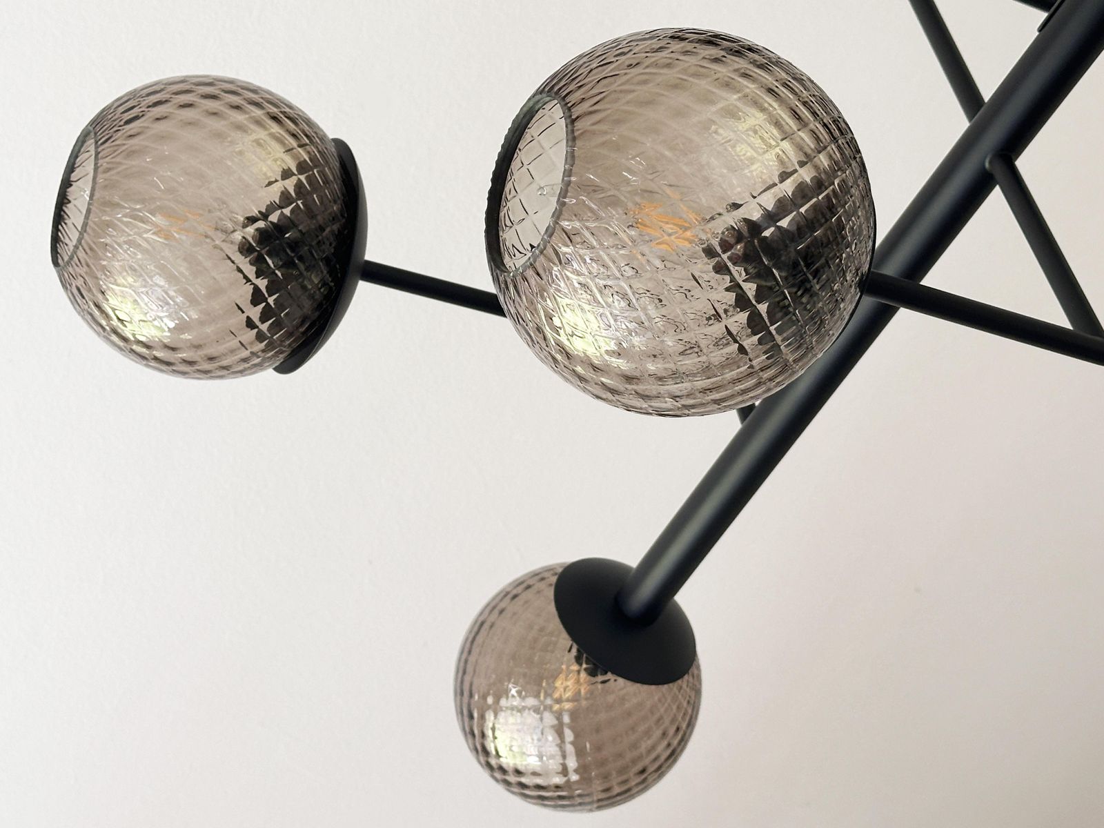 Contemporary Smoked Fumè "Ballotton" Spheres Attributed To Murano Glass Sputnik Chandelier By Simoeng photo vintage