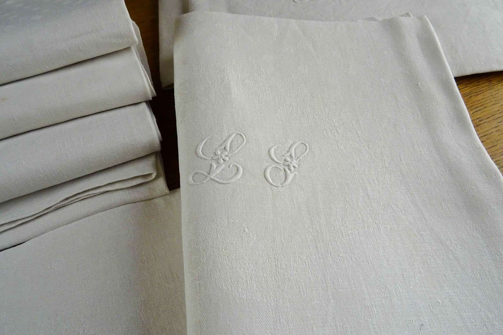Textiles Set Of Eight Antique French Linen Napkins photo