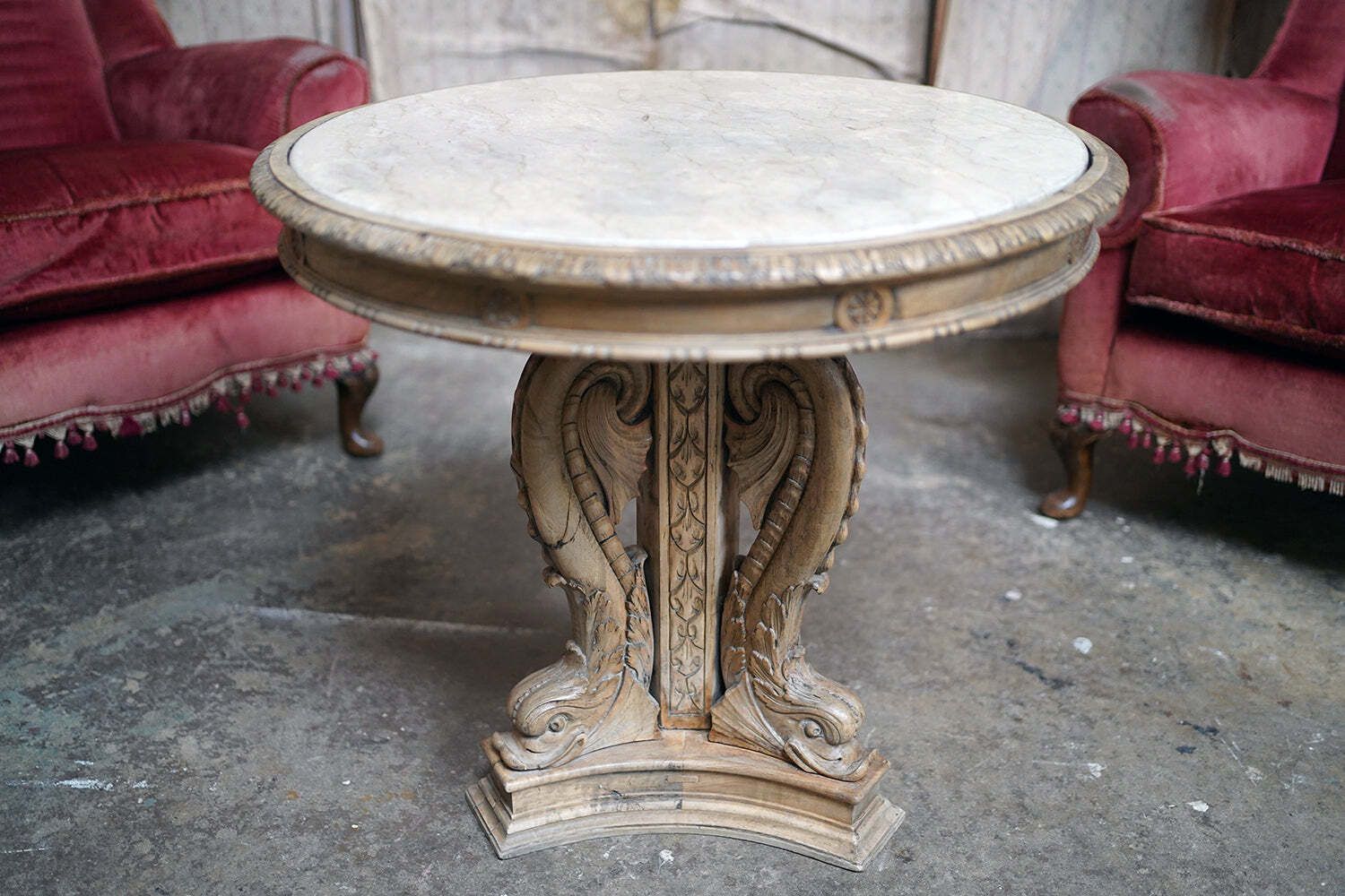 A 2nd Empire Period Fruitwood, Beech & Fior Di Bosco Marble Guéridon C.1860