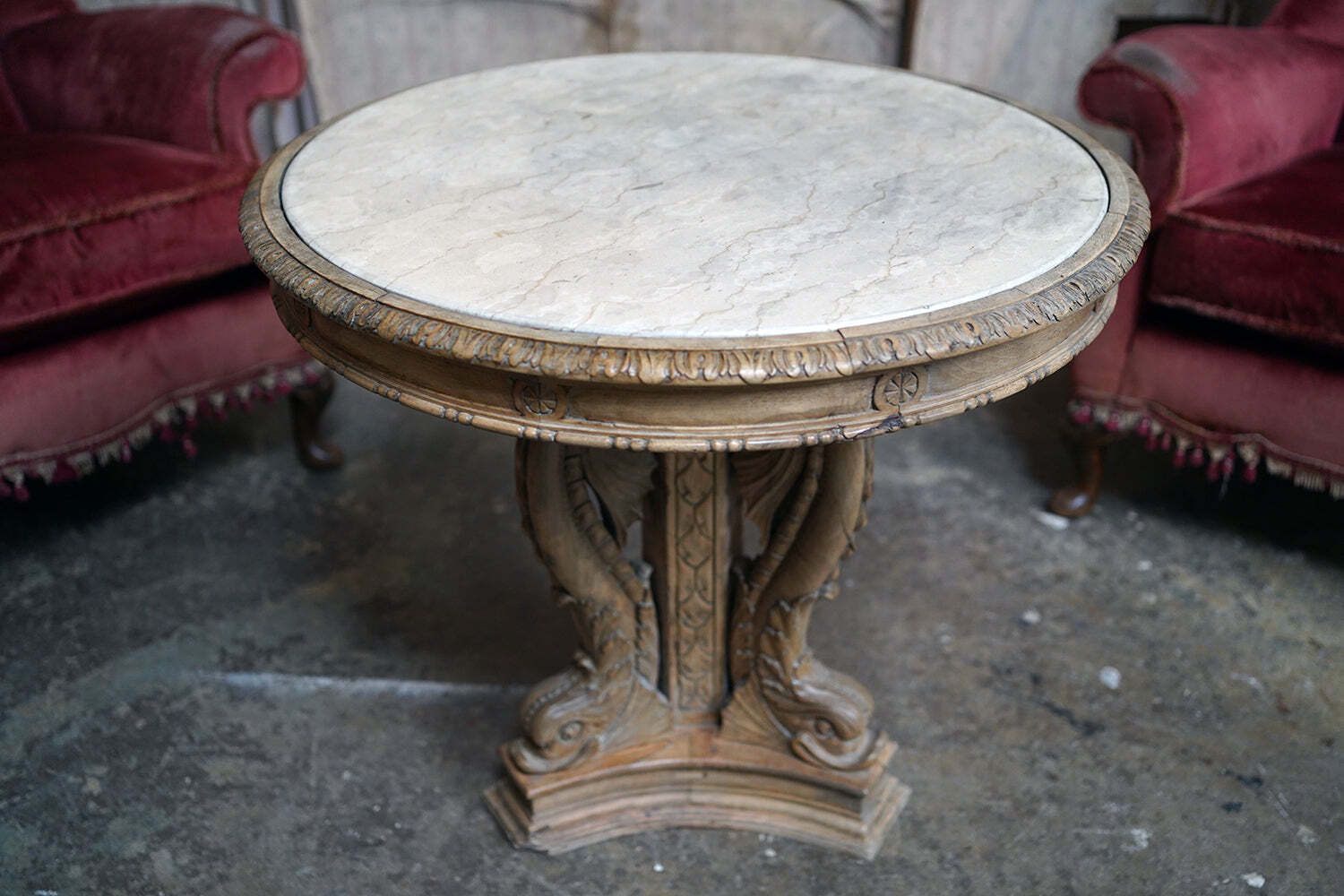 A 2nd Empire Period Fruitwood, Beech & Fior Di Bosco Marble Guéridon C.1860 photo furniture
