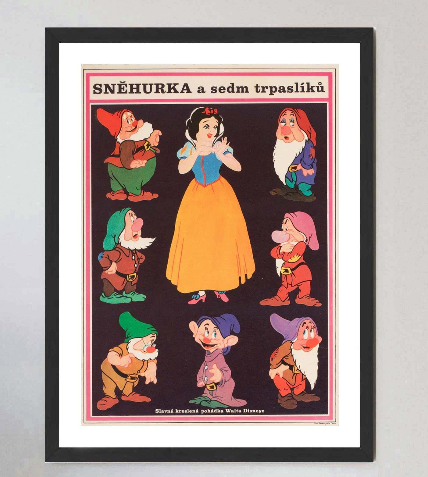 Snow White And The Seven Dwarfs (Czech) , Original Vintage Poster photo furniture