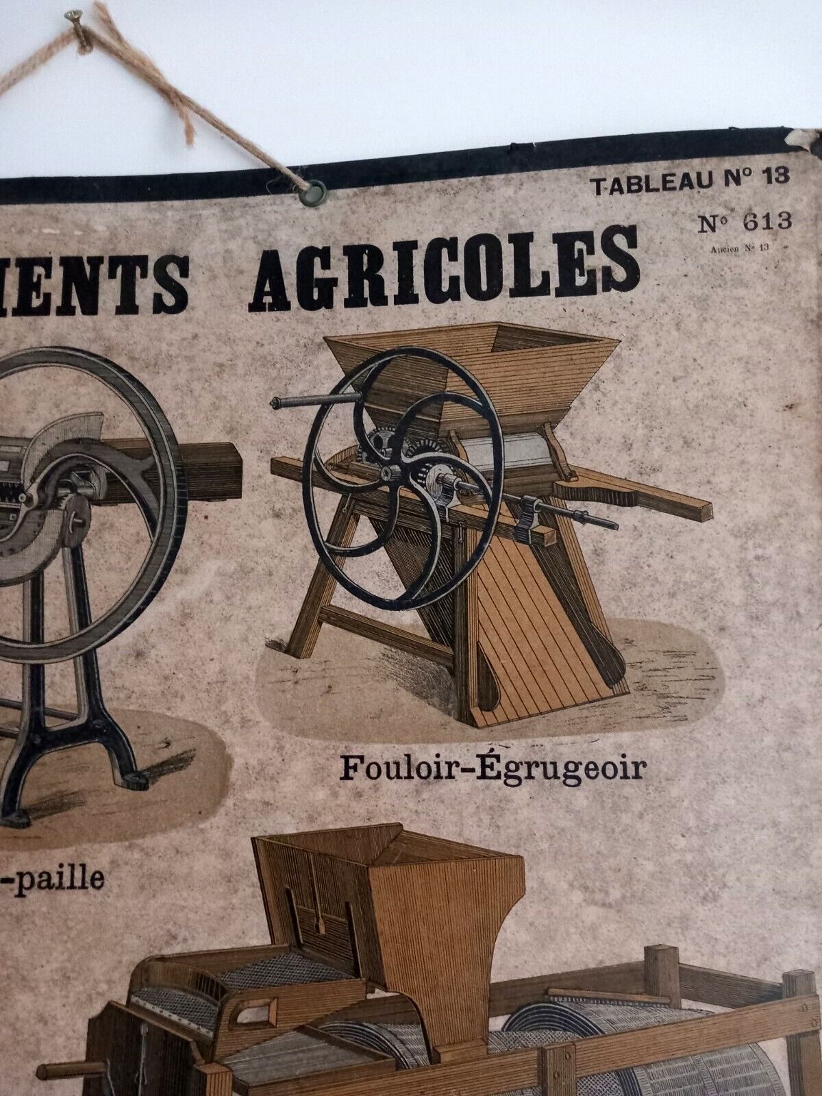 French Teaching Poster 1950s Agricultural Machinery Large Size Wall Chart photo 55.0