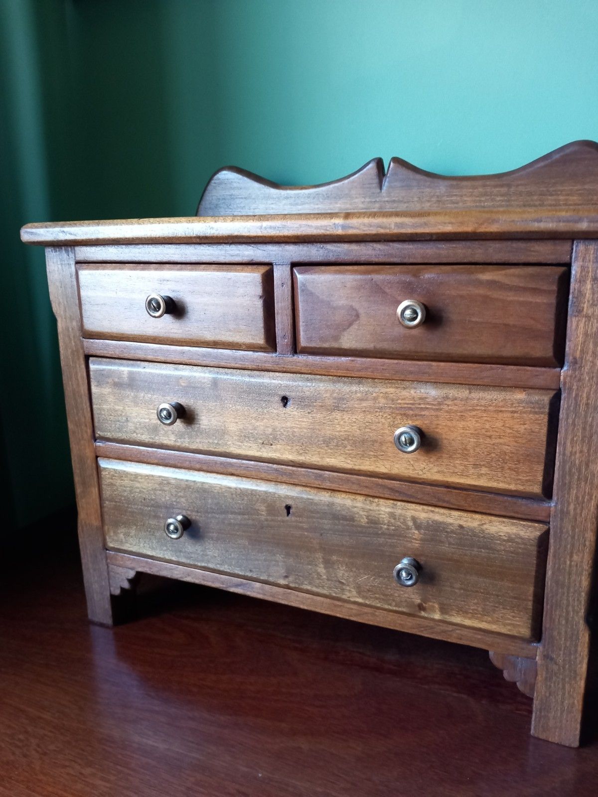 Vintage Apprentice Chest  Drawers Mixture Of Hard Woods Miniature Table Top photo furniture