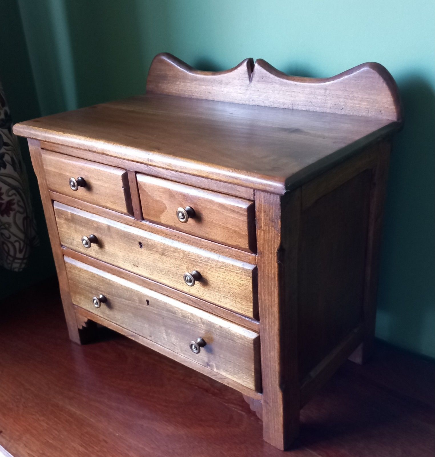 Vintage Apprentice Chest  Drawers Mixture Of Hard Woods Miniature Table Top photo Home Decor
