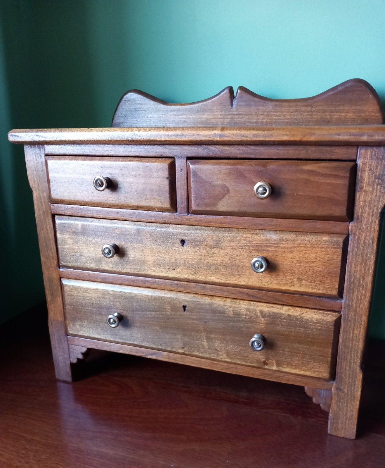 photo furniture Vintage Apprentice Chest  Drawers Mixture Of Hard Woods Miniature Table Top