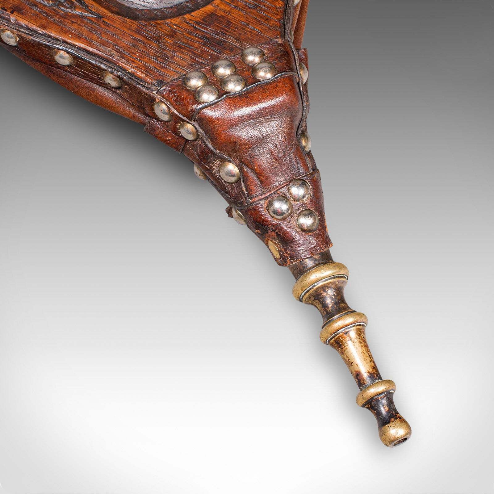 Antique Fireplace Bellows, English, Oak, Leather, Fire Tool, Victorian, C.1880 photo vinterior