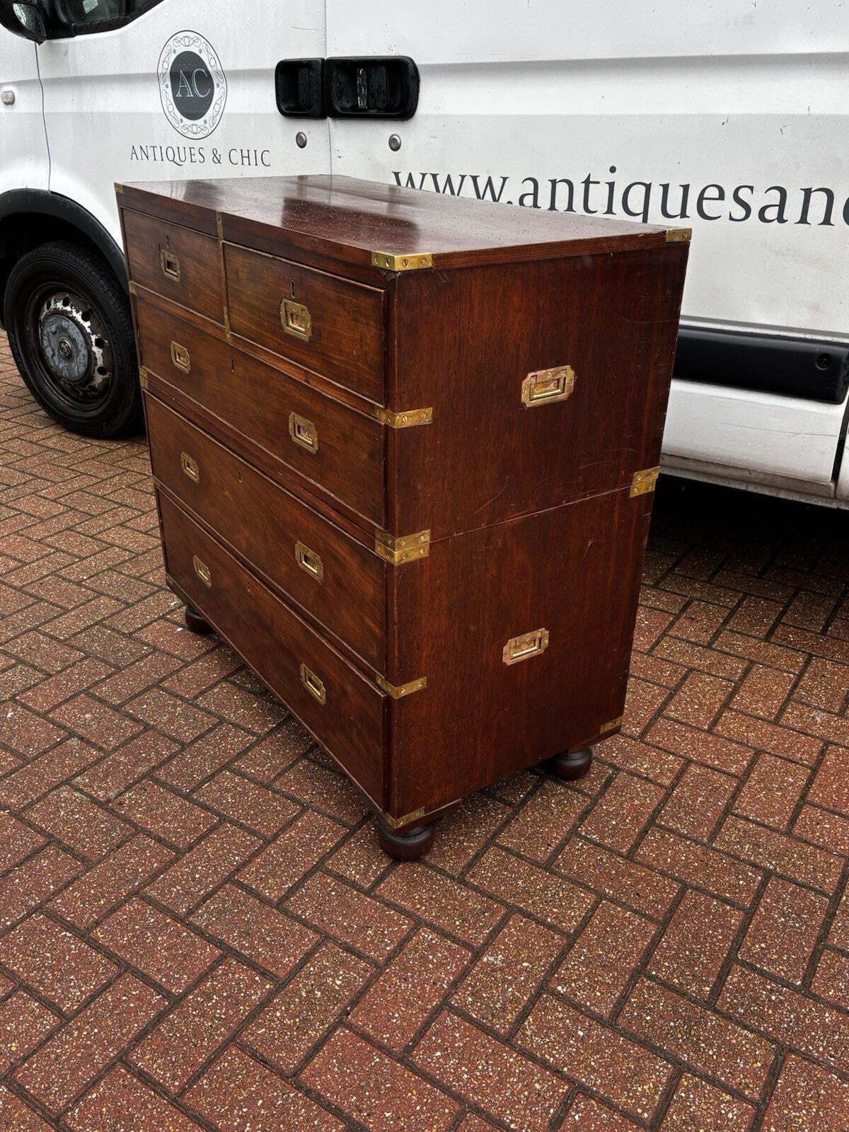 Victorian Campaign Chest. Superb Patina, Fine Proportions, Splits In 2 Pieces. photo 1350.0