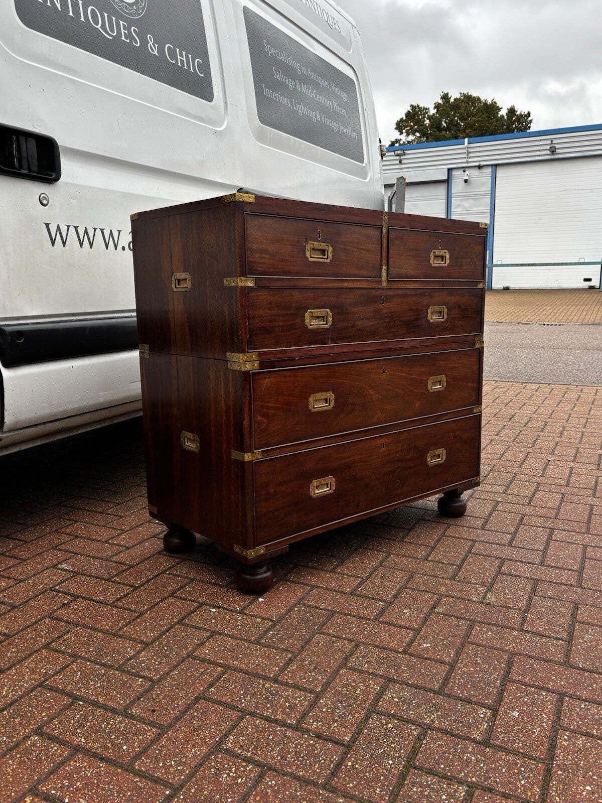 Victorian Campaign Chest. Superb Patina, Fine Proportions, Splits In 2 Pieces. photo vintage