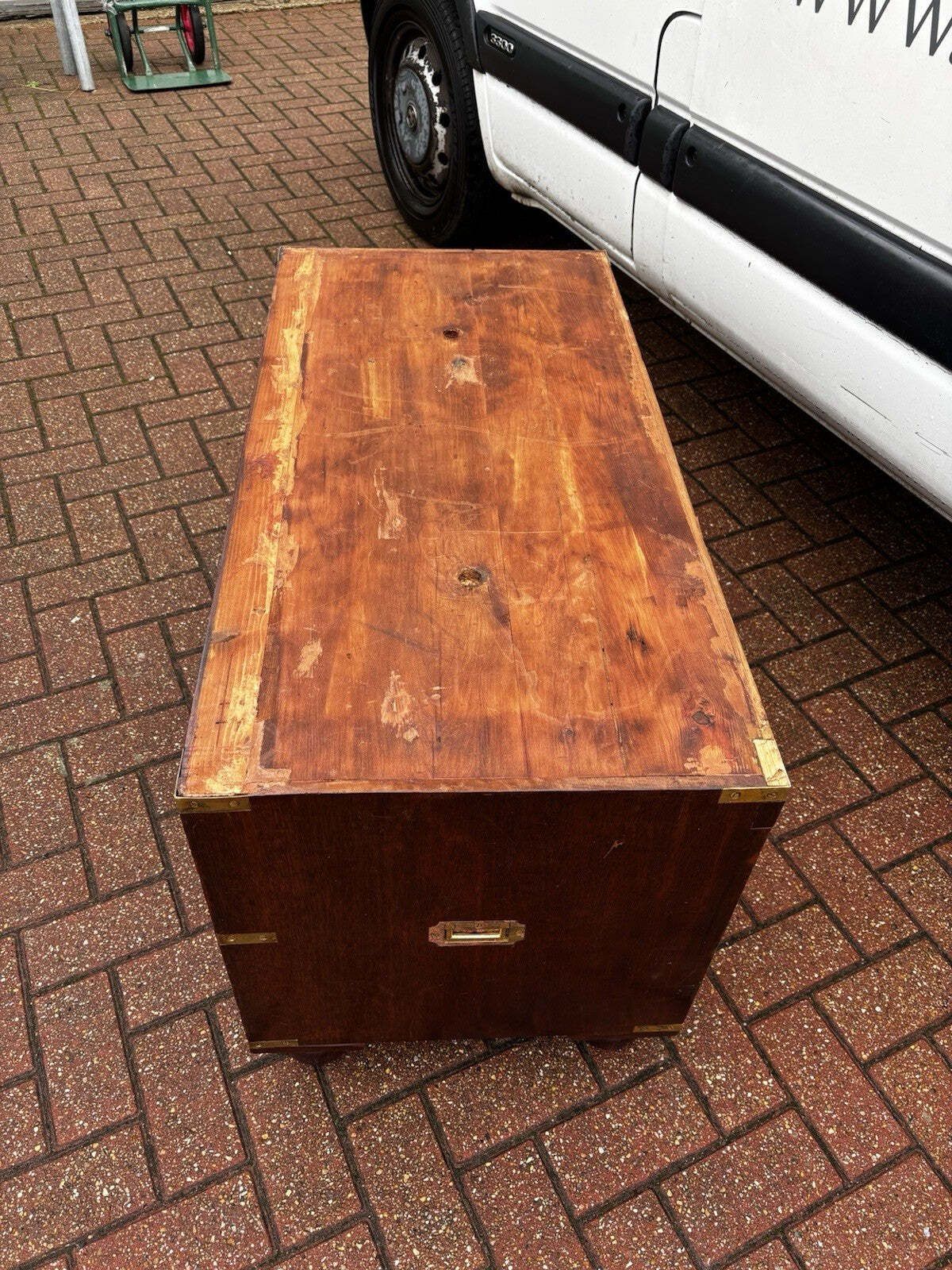 photo buy Victorian Campaign Chest. Superb Patina, Fine Proportions, Splits In 2 Pieces.