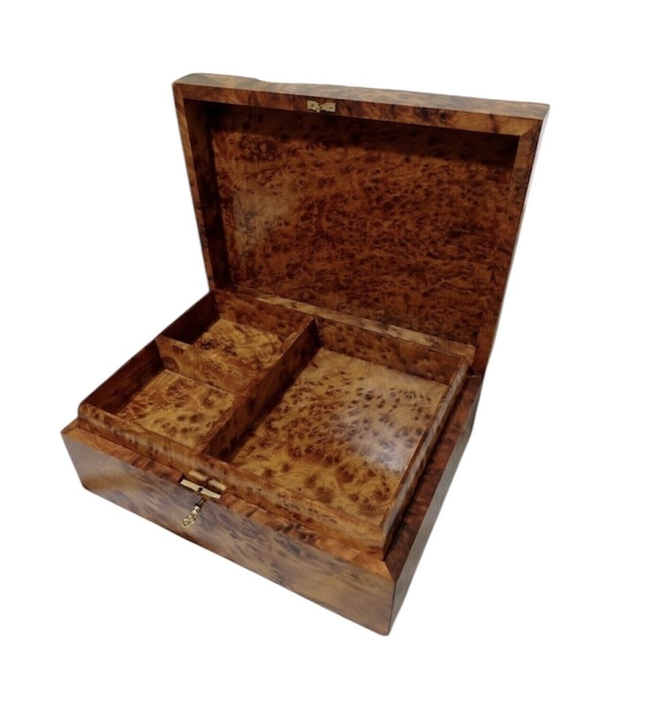 Luxurious Large Thuya Wood Jewellery Box Exquisite Moroccan Lidded Chest photo 795.0