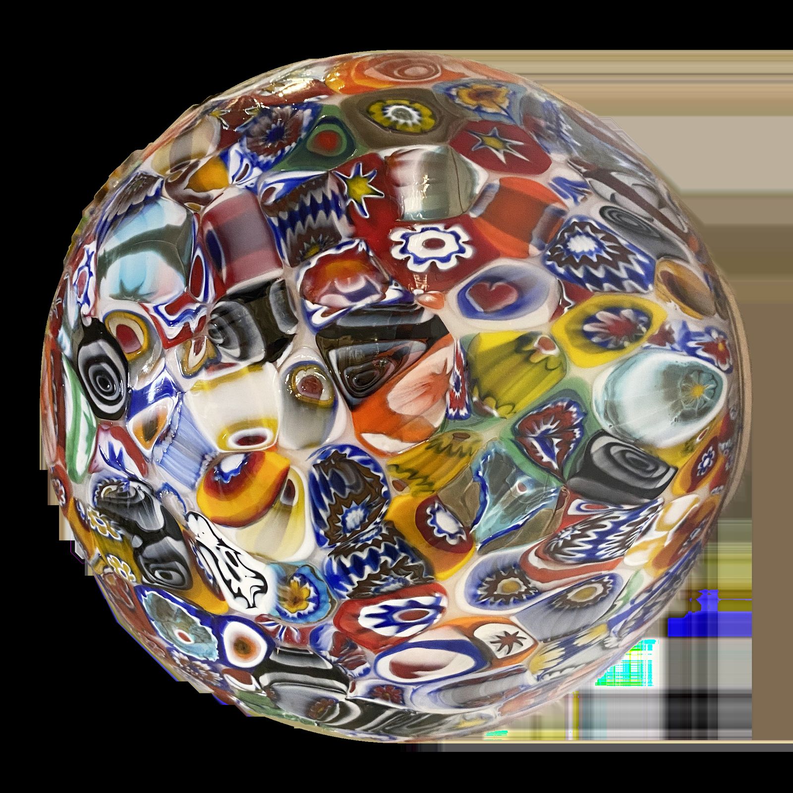 Contemporary Venetian Multicolored "Murrine" Little Sphere Wall Sconce O Flush Mountt In Murano Glass