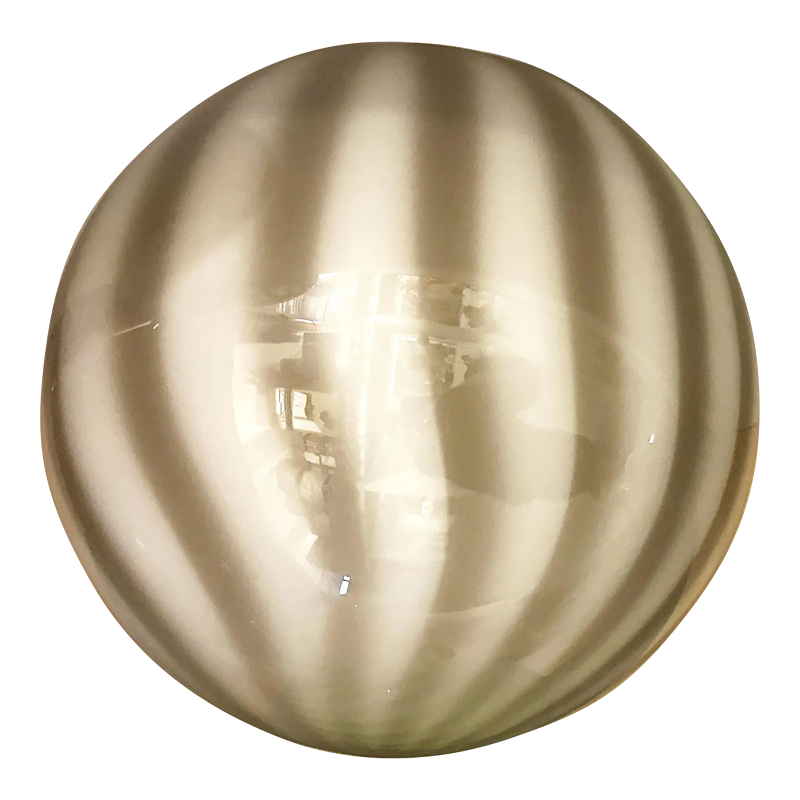 Italian Milky White And Beige Murano Glass Swirlings Sphere Flush Mount In 70's Style