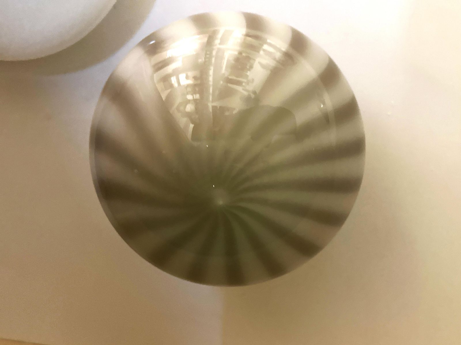 Italian Milky White And Beige Murano Glass Swirlings Sphere Flush Mount In 70's Style photo Lighting