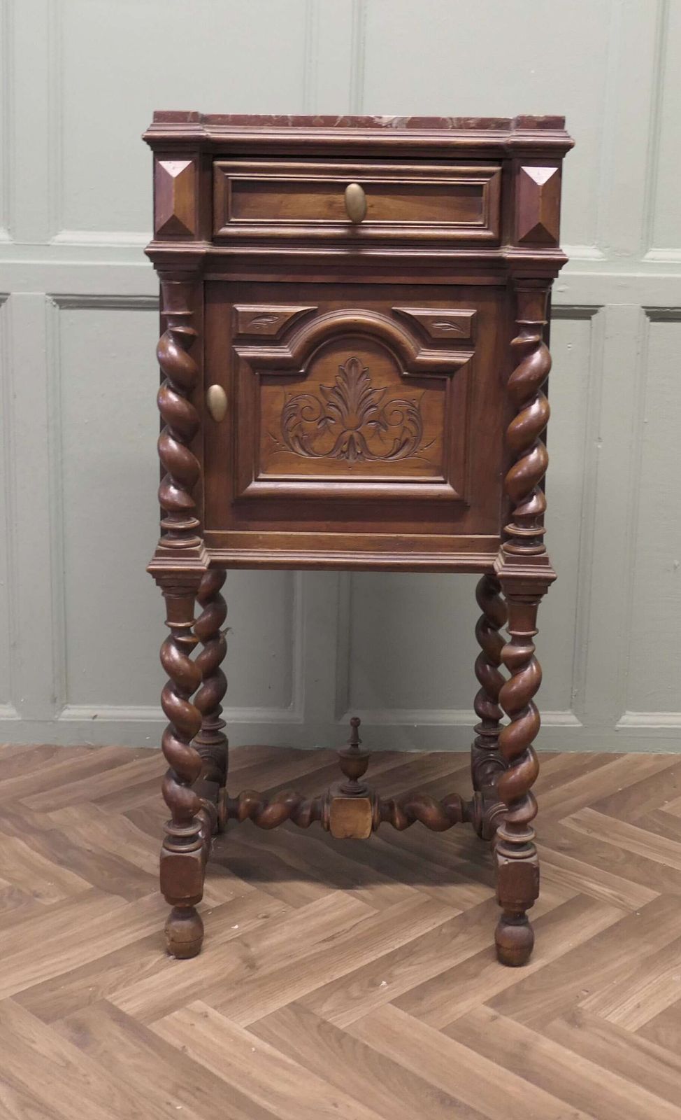 French Walnut Barley Twist Night Table Or Side Cupboard This Is A Very Attractive Piece O photo Furniture