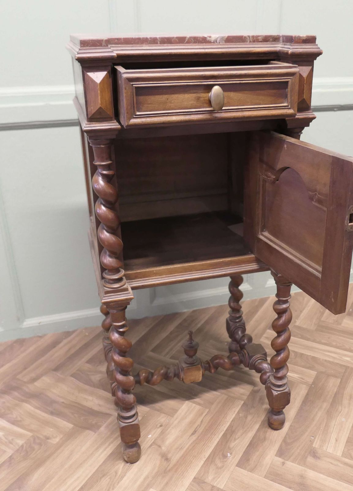 French Walnut Barley Twist Night Table Or Side Cupboard This Is A Very Attractive Piece O photo buy