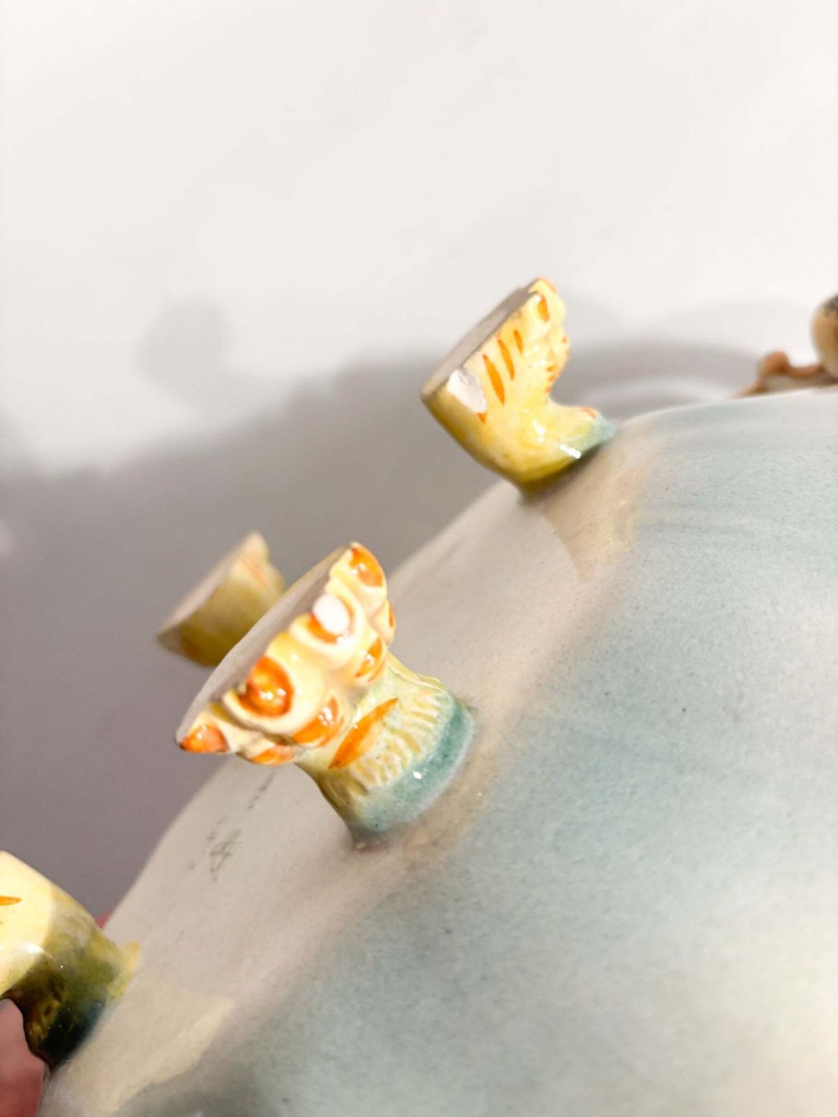 photo for sale Hand Painted Colonnata Ceramic Centerpiece From The 1950s