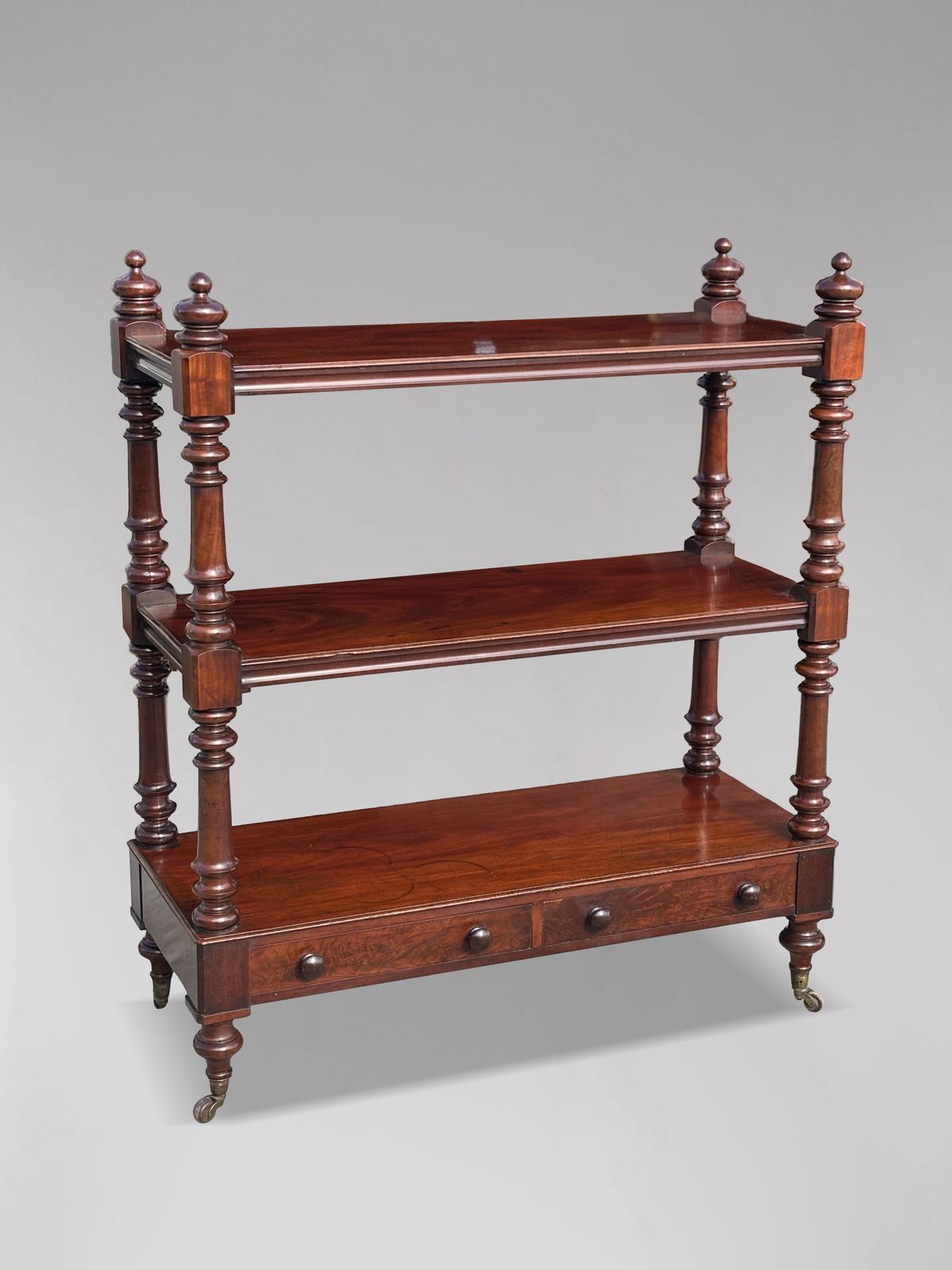 Furniture 19th Century Victorian Period Mahogany 3 Tier Dumb Waiter photo