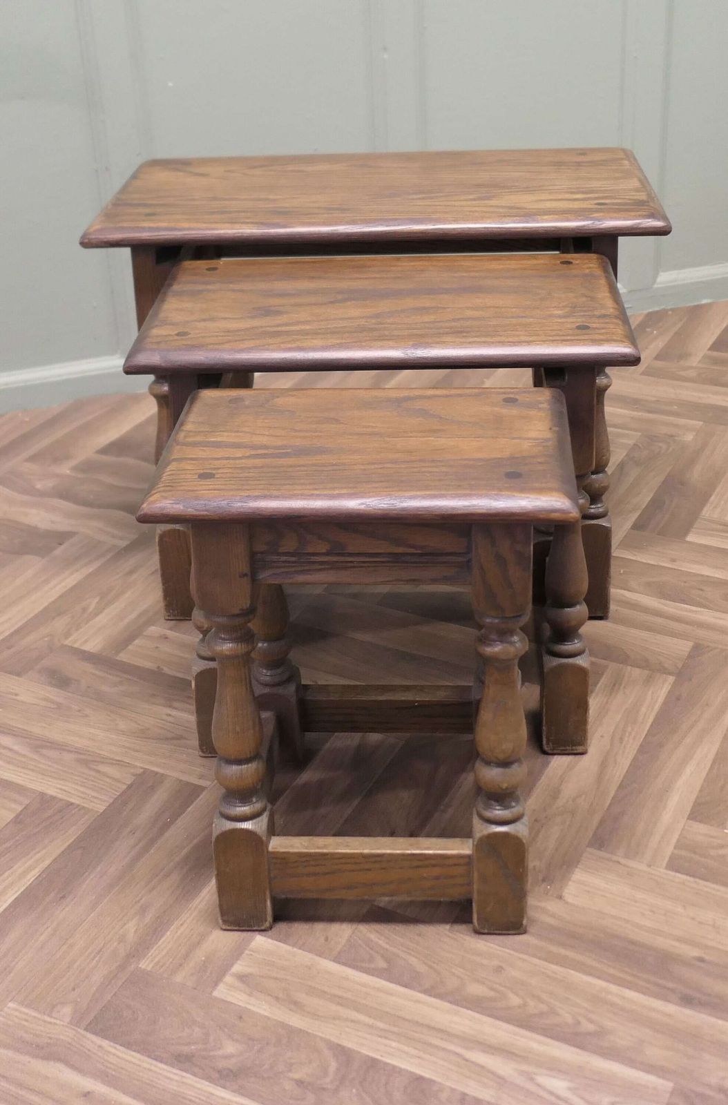 Country Oak Nest Of Tables By Old Charm photo for sale