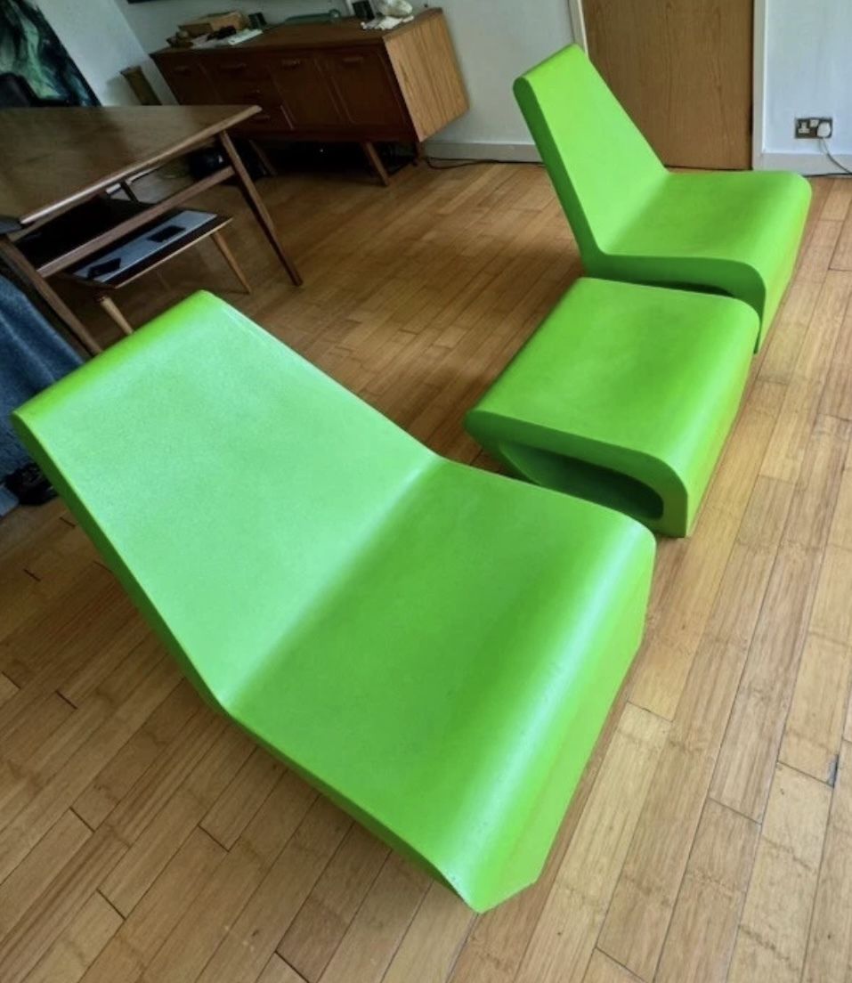 Jellyfish Rocking Chairs & Ottoman  By Wiel Arets For Quinze & Milan photo vintage