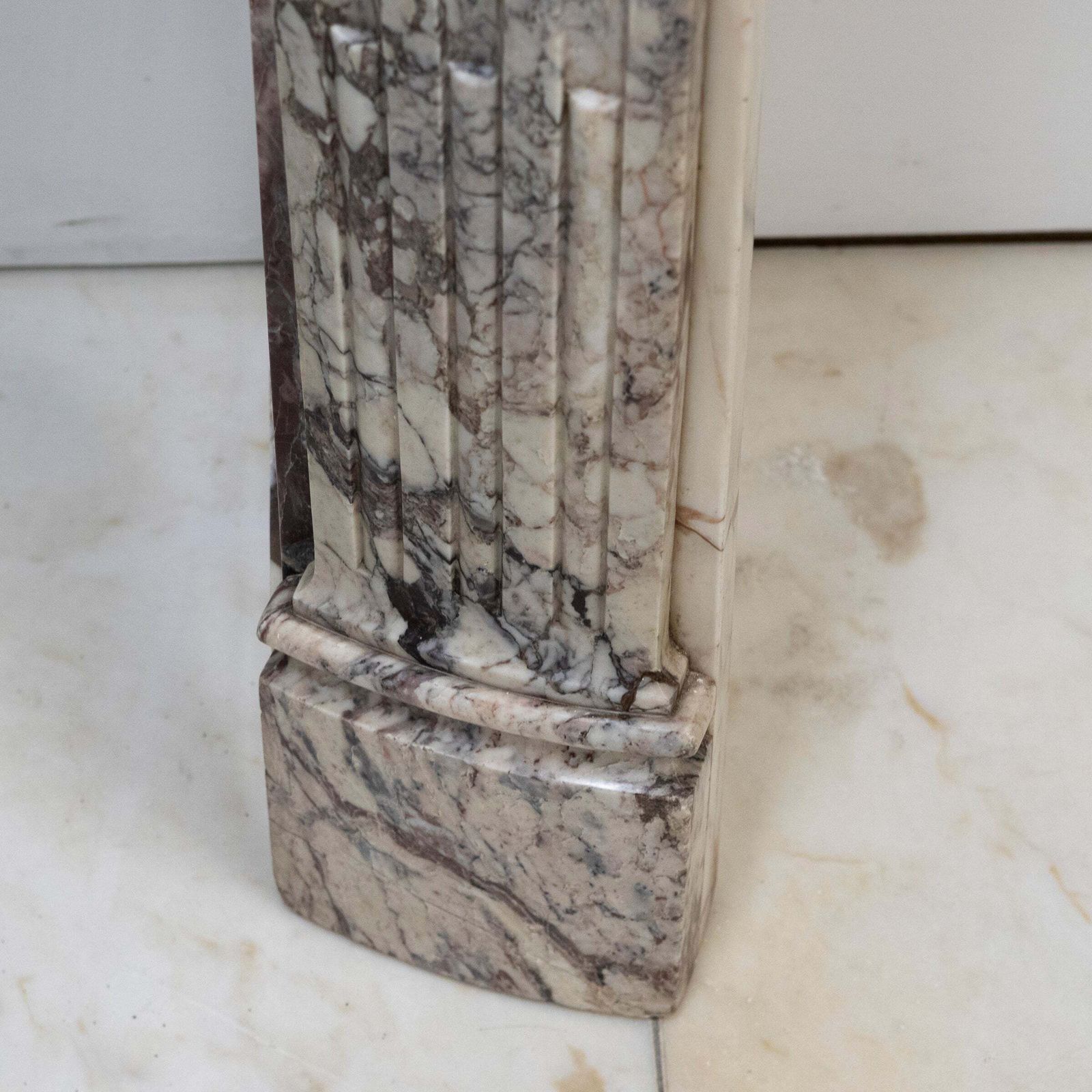 photo vintage Antique 19th Century Brèche Marble Louis Style Fireplace Surround