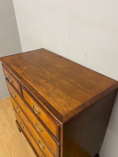 Furniture Georgian Oak And Cross Banded Mahogany Four Height Chest Of Drawers Circa 1790 photo