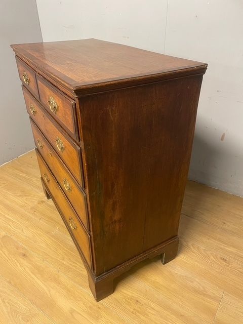 495.0 Georgian Oak And Cross Banded Mahogany Four Height Chest Of Drawers Circa 1790 photo