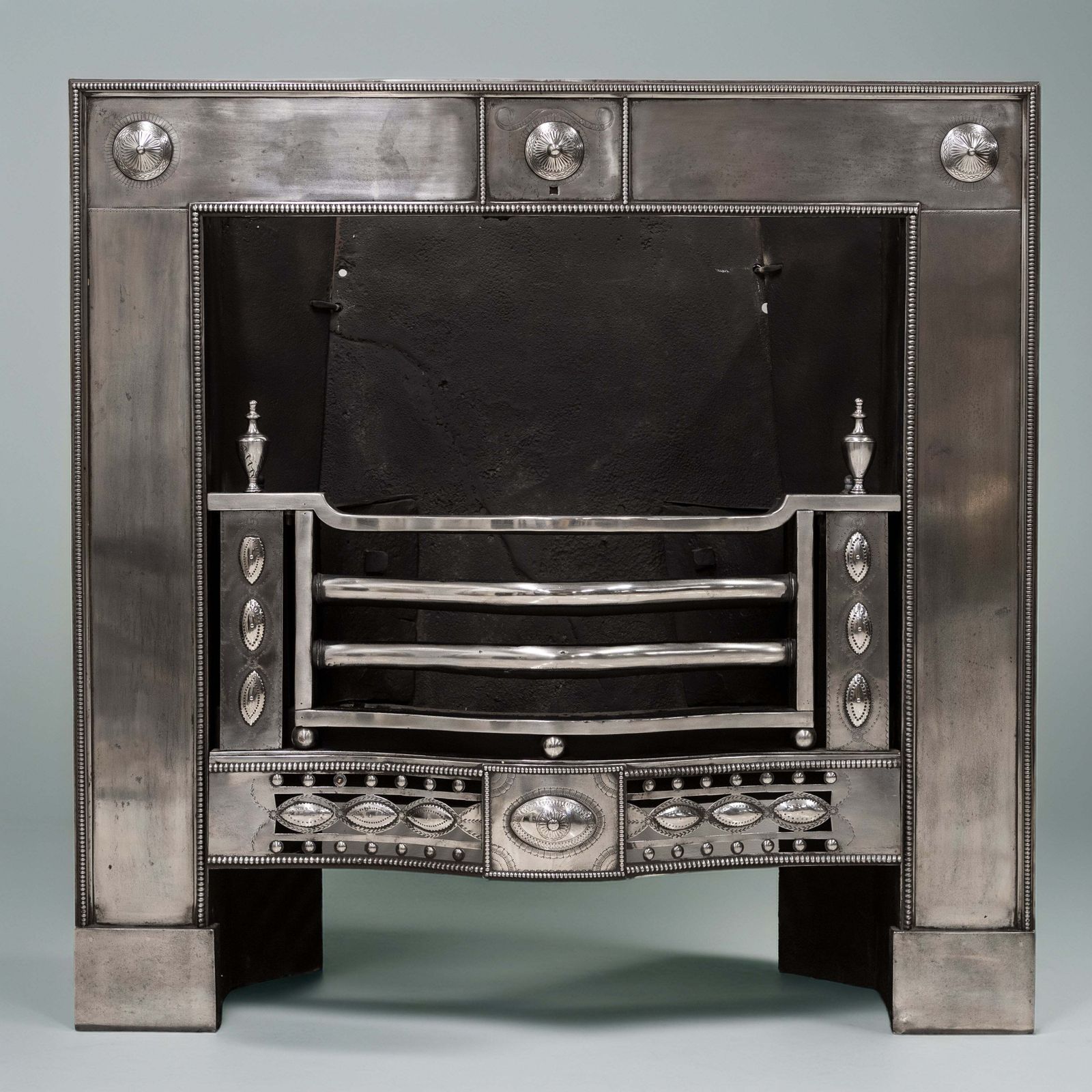 Antique Georgian Polished Steel Register Grate | Robert Adam