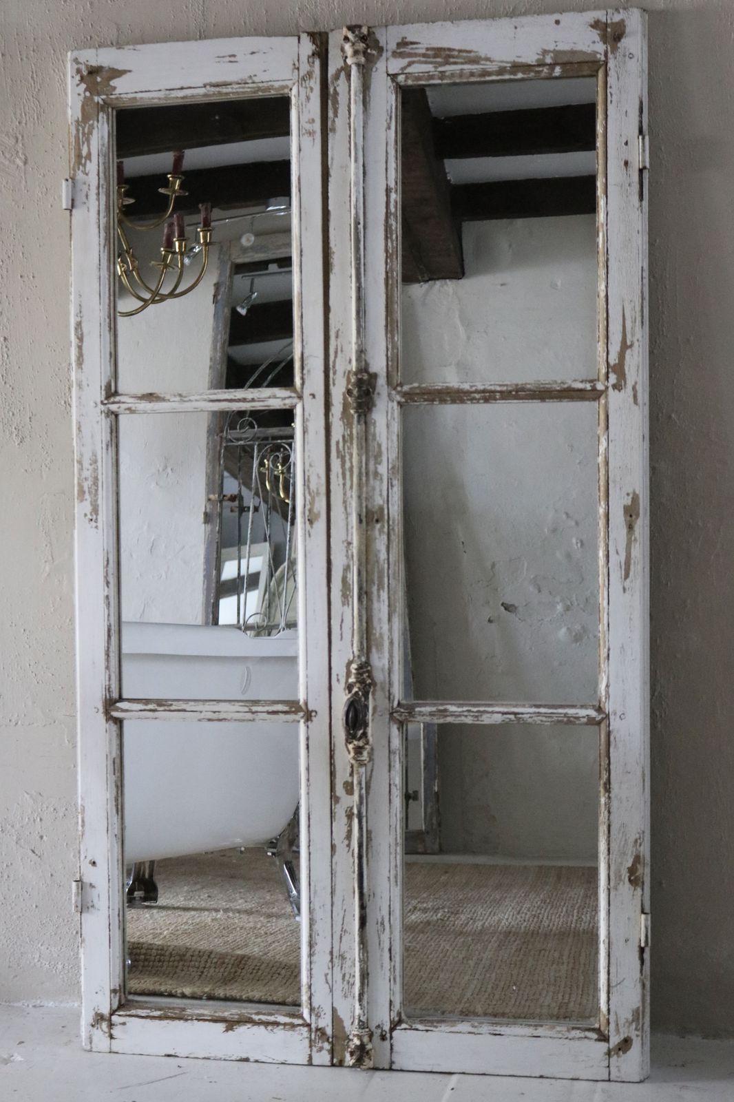 Floor Standing French Window Frame Mirrors 146 Cm High photo for sale