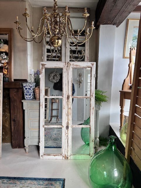 Floor Standing French Window Frame Mirrors 146 Cm High photo vintage